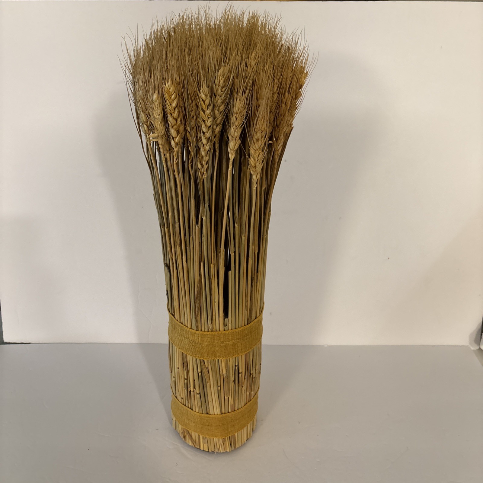 Large Bundle Natural Dried Wheat Sheaf Floral Arraignment Wrapped 19” Tall