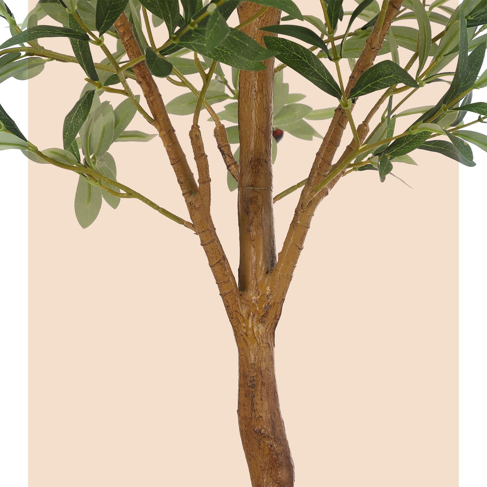 6 ft Artificial Olive Tree Indoor, Tall Faux Olive Tree with Moss, Black Nurs…