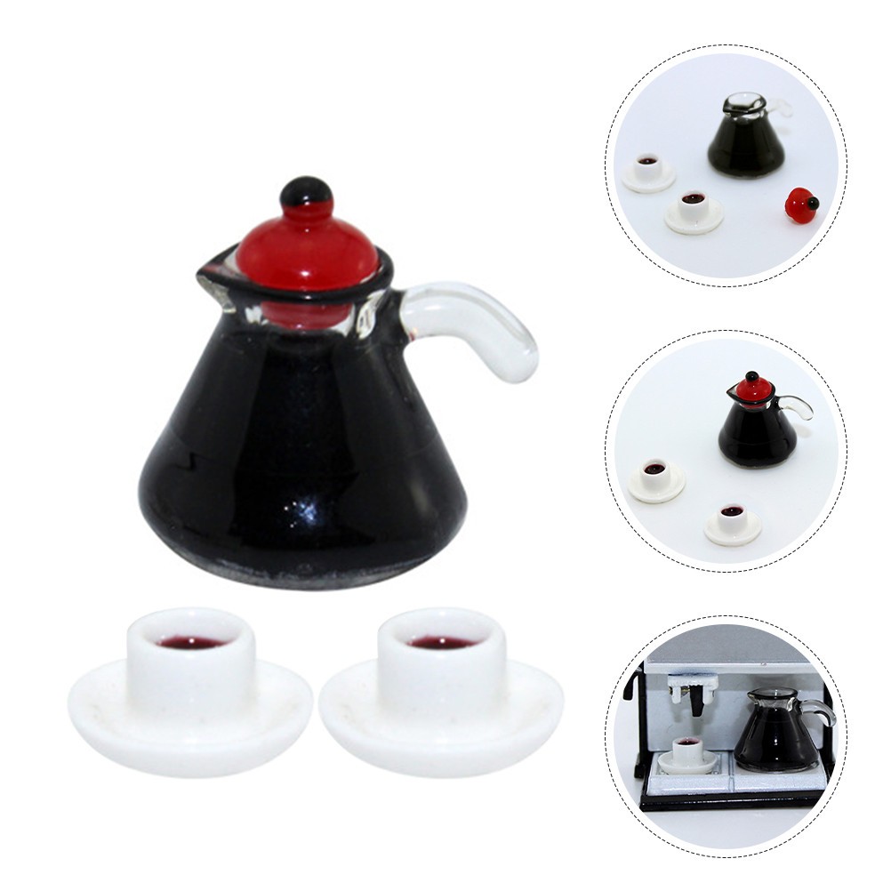 1 Set Miniature Coffee Pot Resin Decor Assorted Colors Mini House Accessory