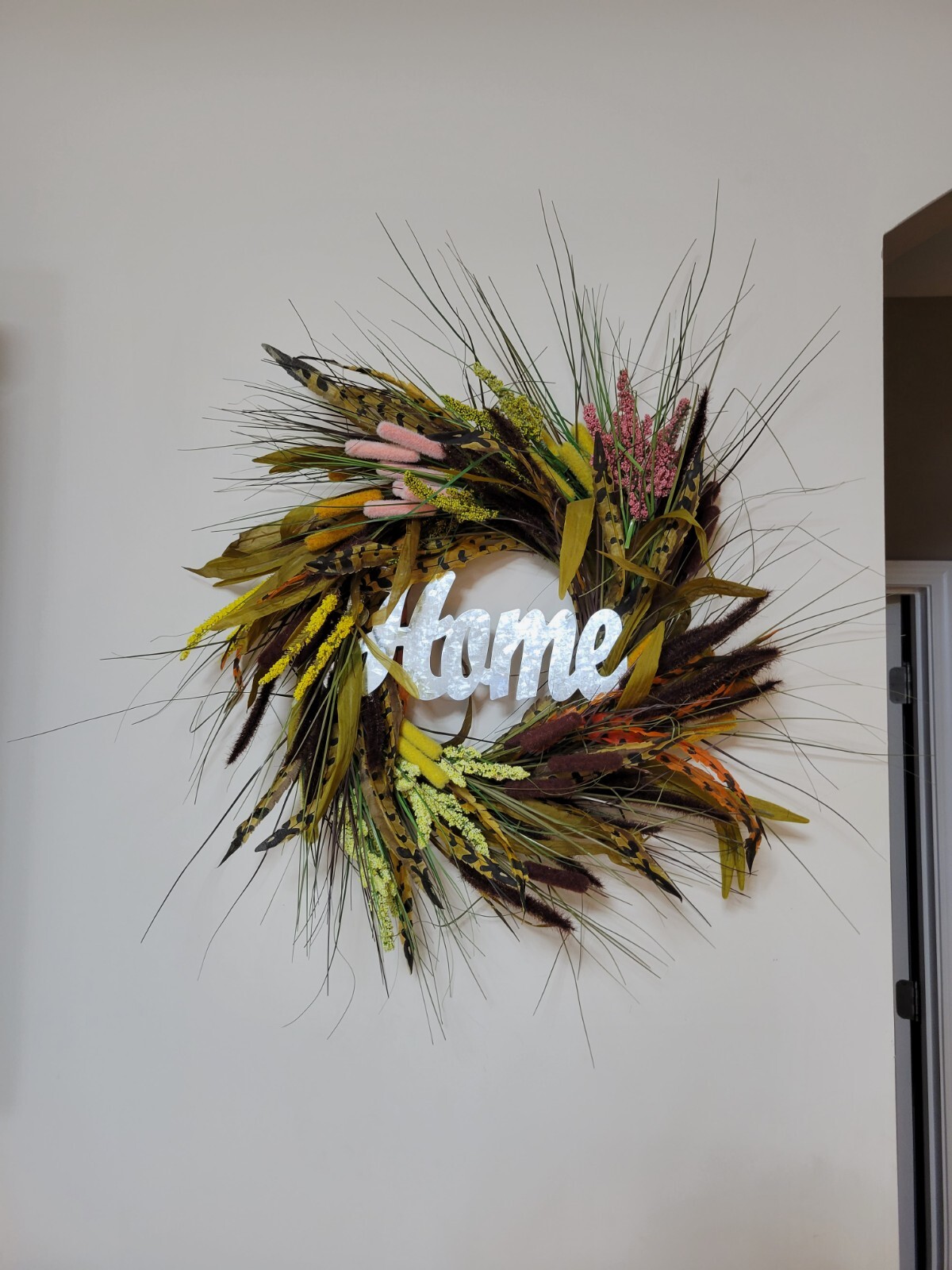 HOME WREATH flowers Decor Front Door Large brown fall autumn winter