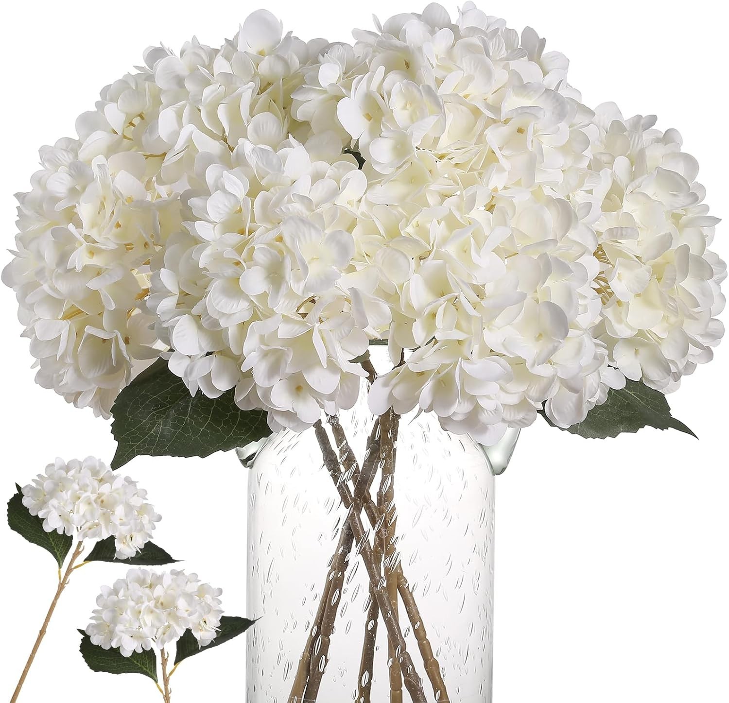 Faux Hydrangea Flowers for Table Centerpiece – Pack of 6