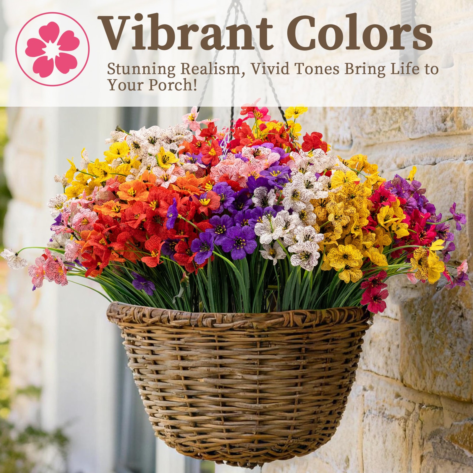 24 Bundles Artificial Flowers for Outdoors/Indoors, Fake Flowers Plants for I…