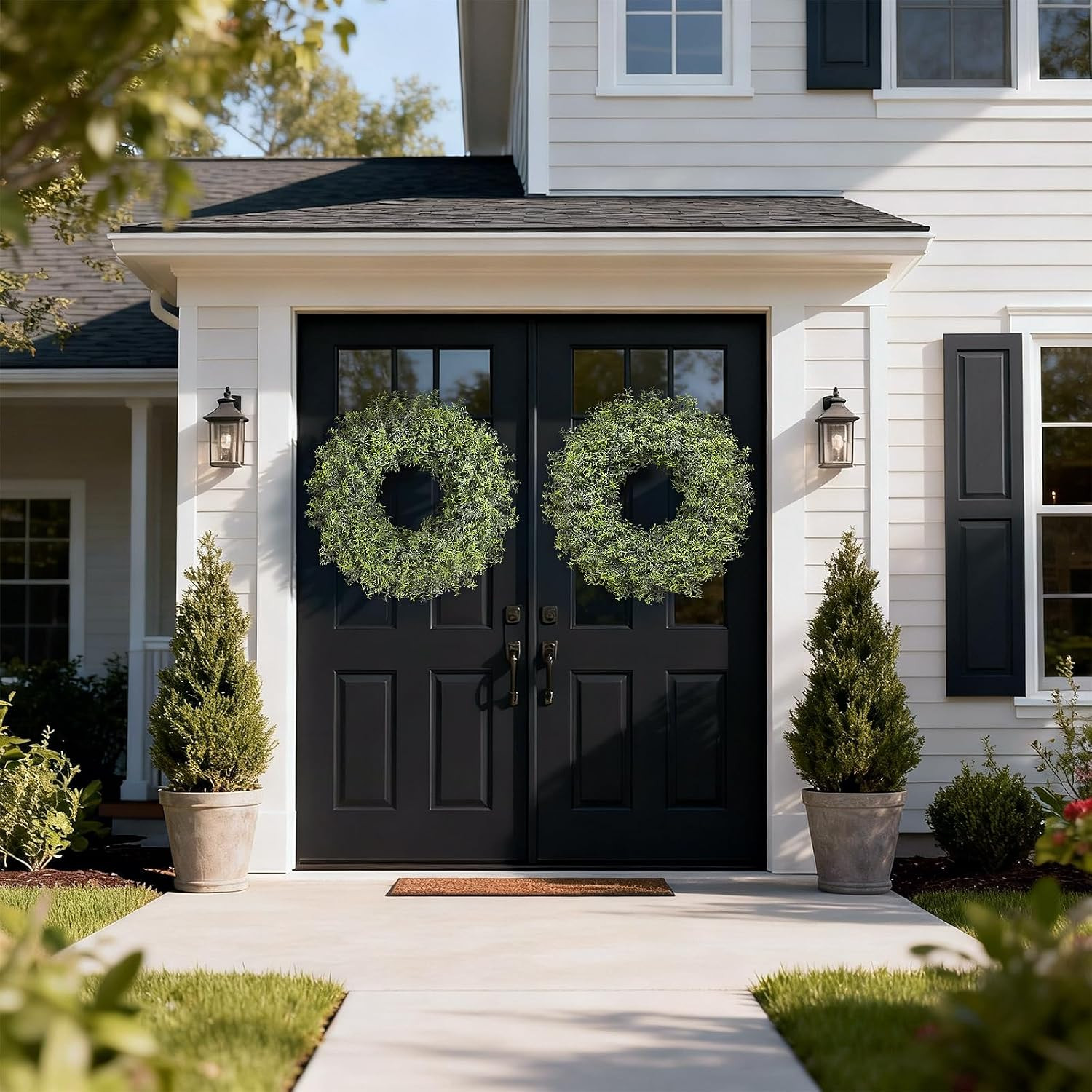 26″ Large Artificial Rosemary Wreath for Front Door – UV Resistant Realistic Ros