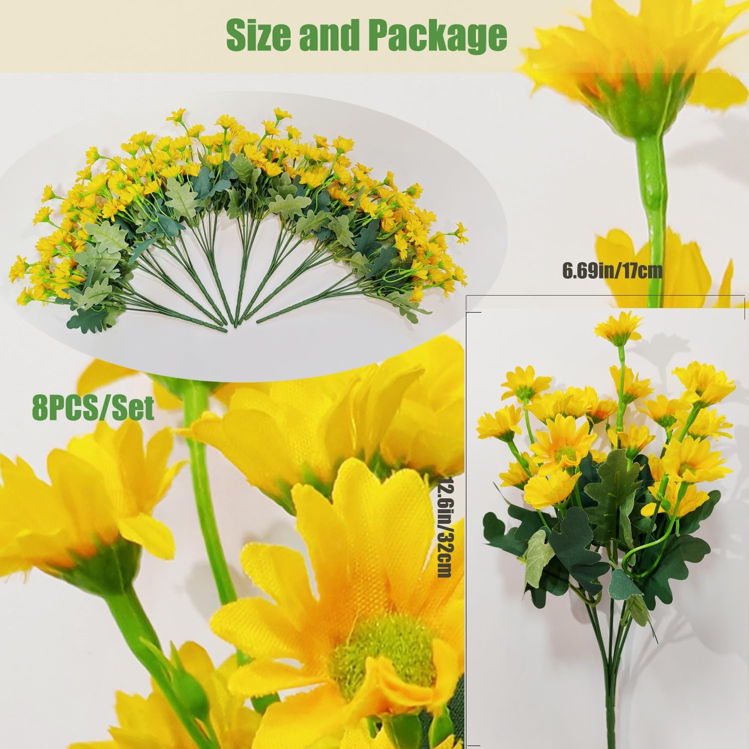 Artificial Daisy Silk Flower 8 Bundles Outdoor UV Resistant Fake Wildflowers …