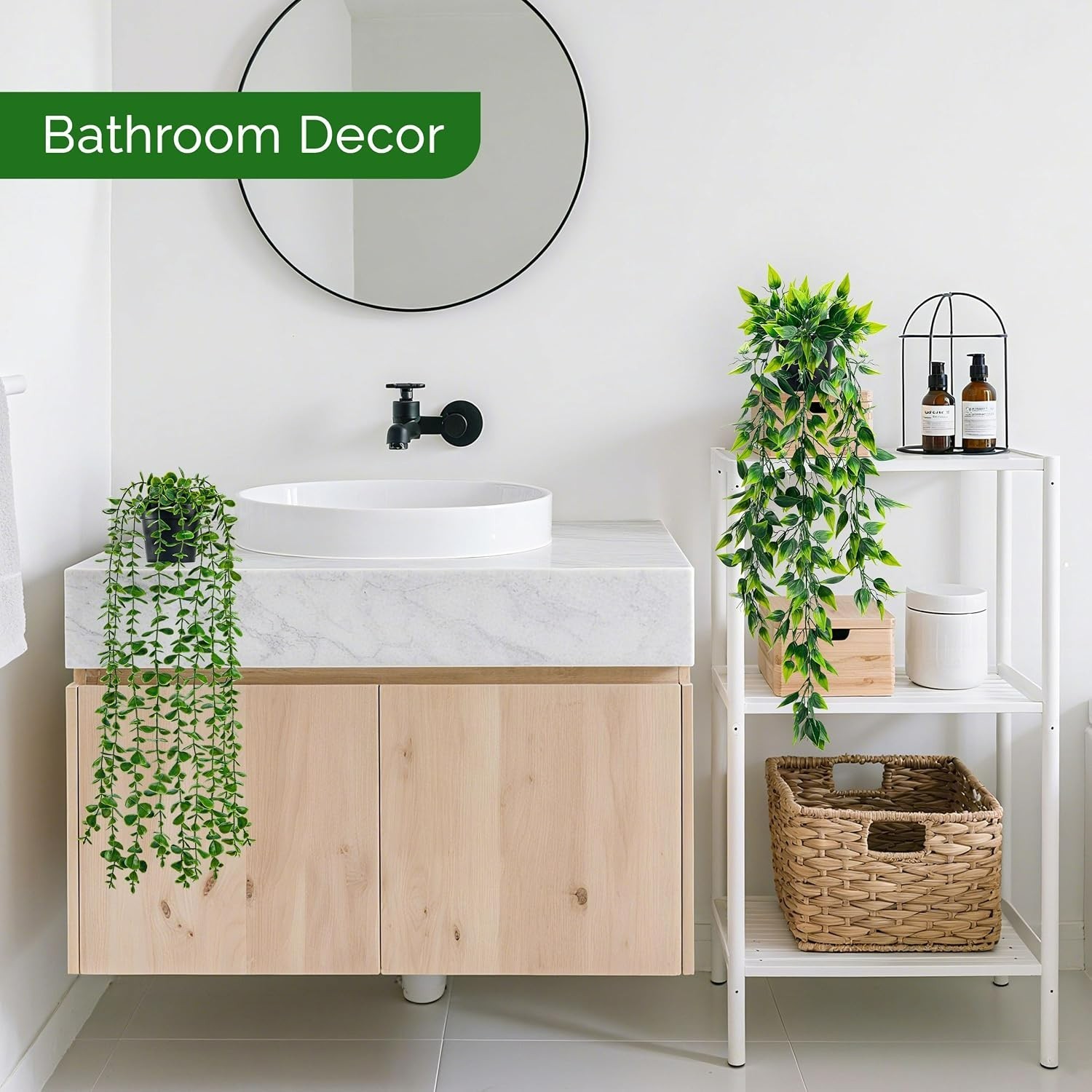 Versatile 6pcs Hanging Faux Plants – Perfect Eucalyptus Vines for Stylish Spaces