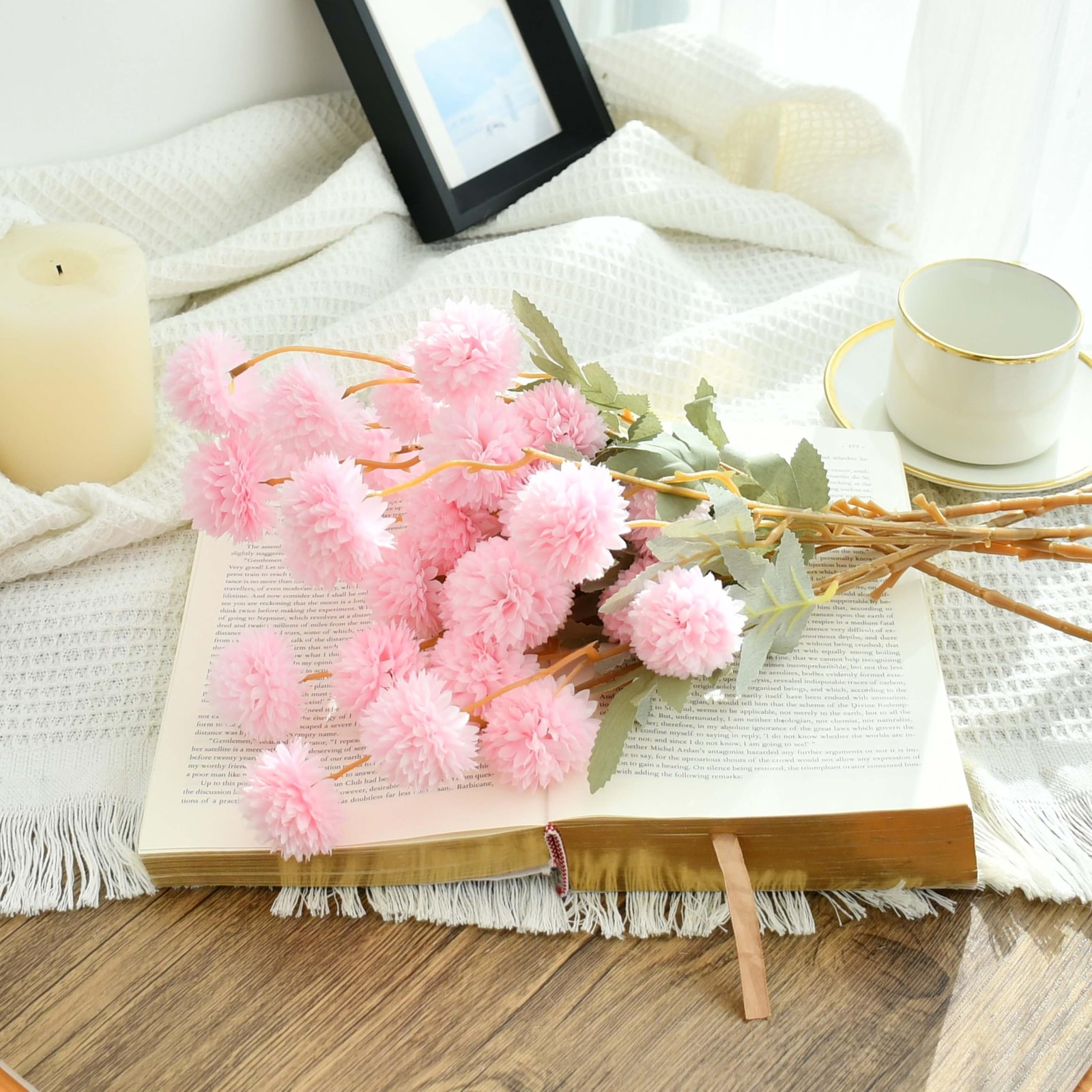 6 Stems Silk Pink Kiku Flowers