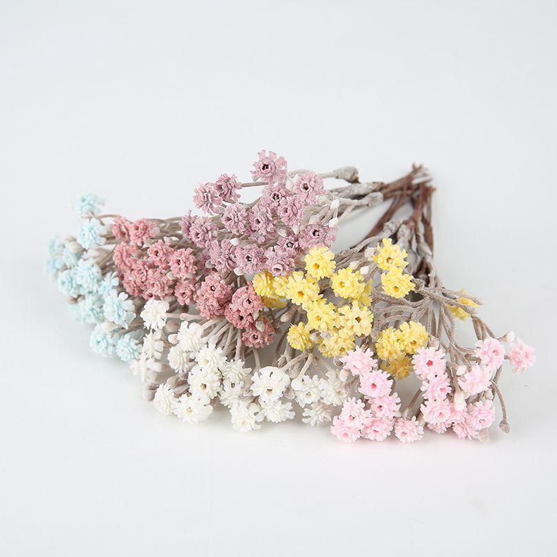 Artificial Mini Rose Bouquet Flowers Wedding Decor Gypsophila Wreath Flower 6pcs