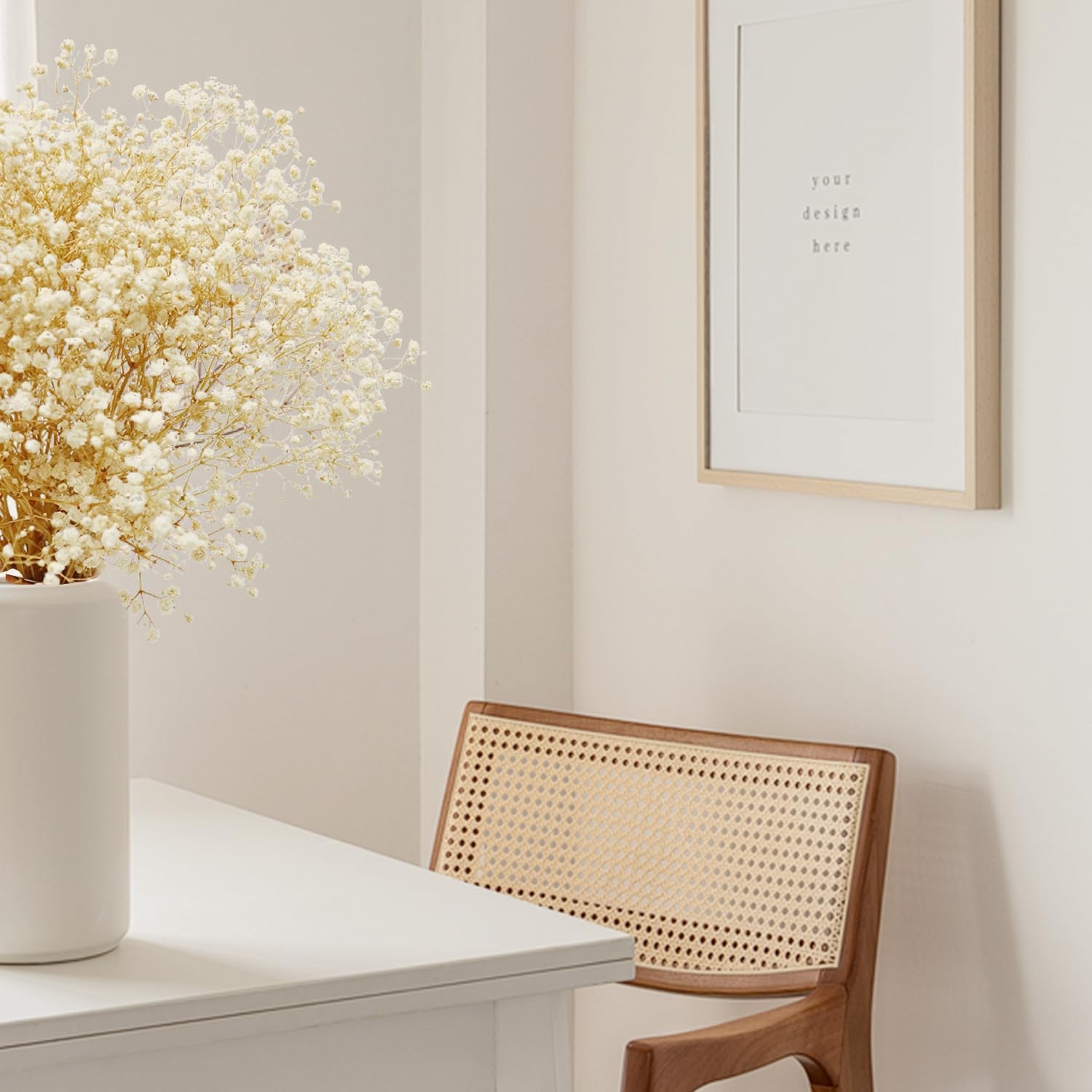 White Dried Babys Breath Flowers Bouquet Natural Gypsophila Home Decor Vase
