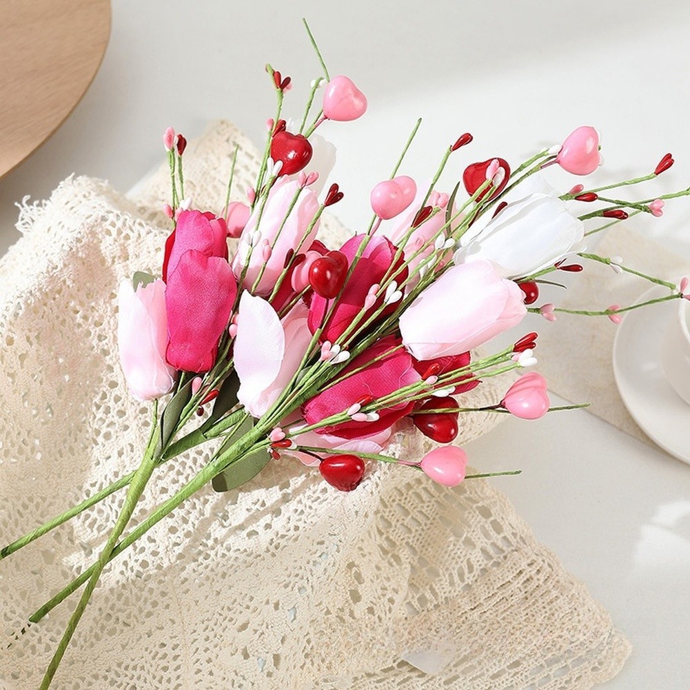 Silk Butterfly Bouquet Pink White Decor Delicate Silk Petals Sturdy Wire Stems