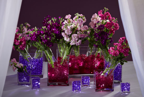 Purple gel beads, store water for flowers – vase decor