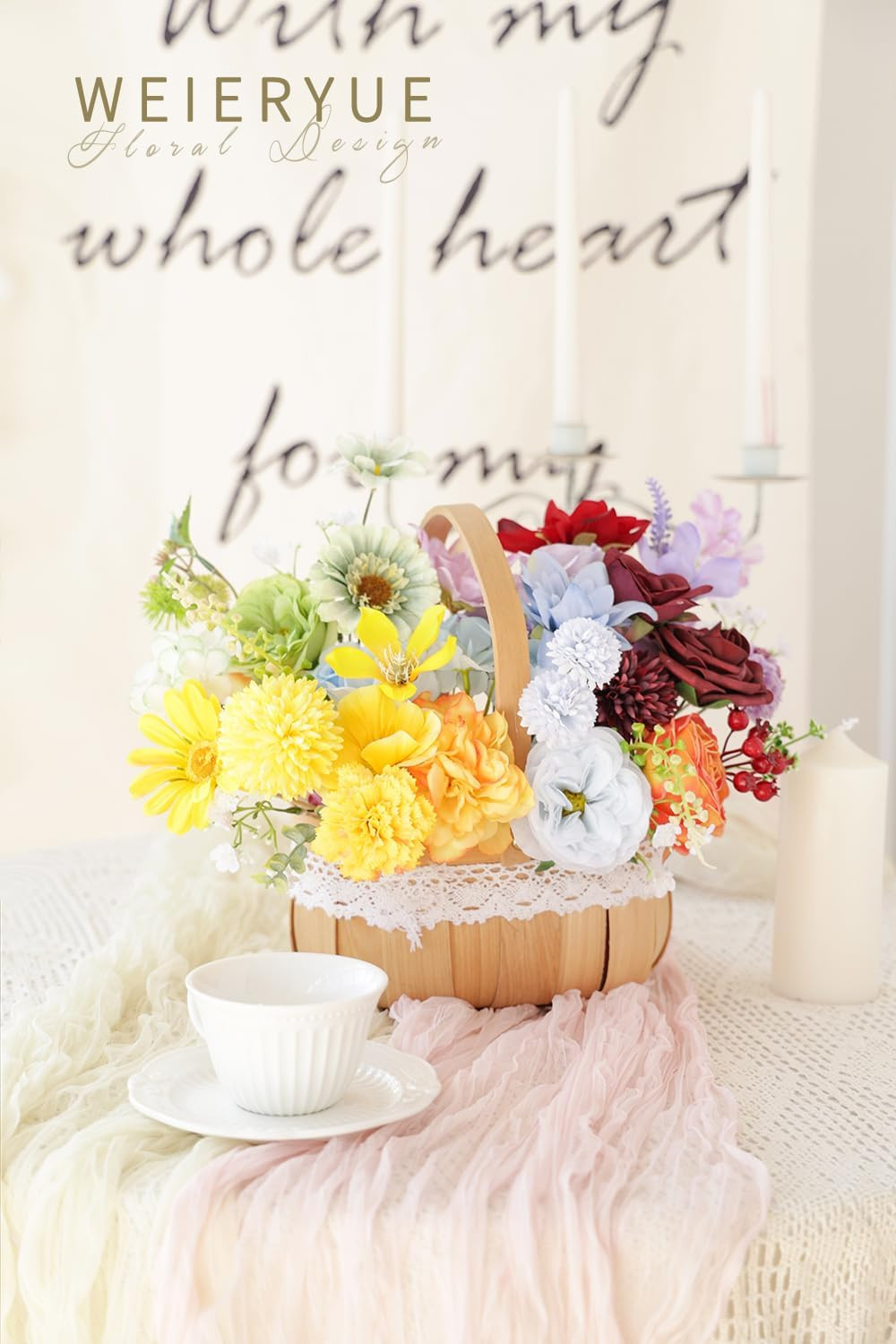 Artificial Flower Box Set Silk Fake Flowers DIY Center Cake Decoration Wedding B