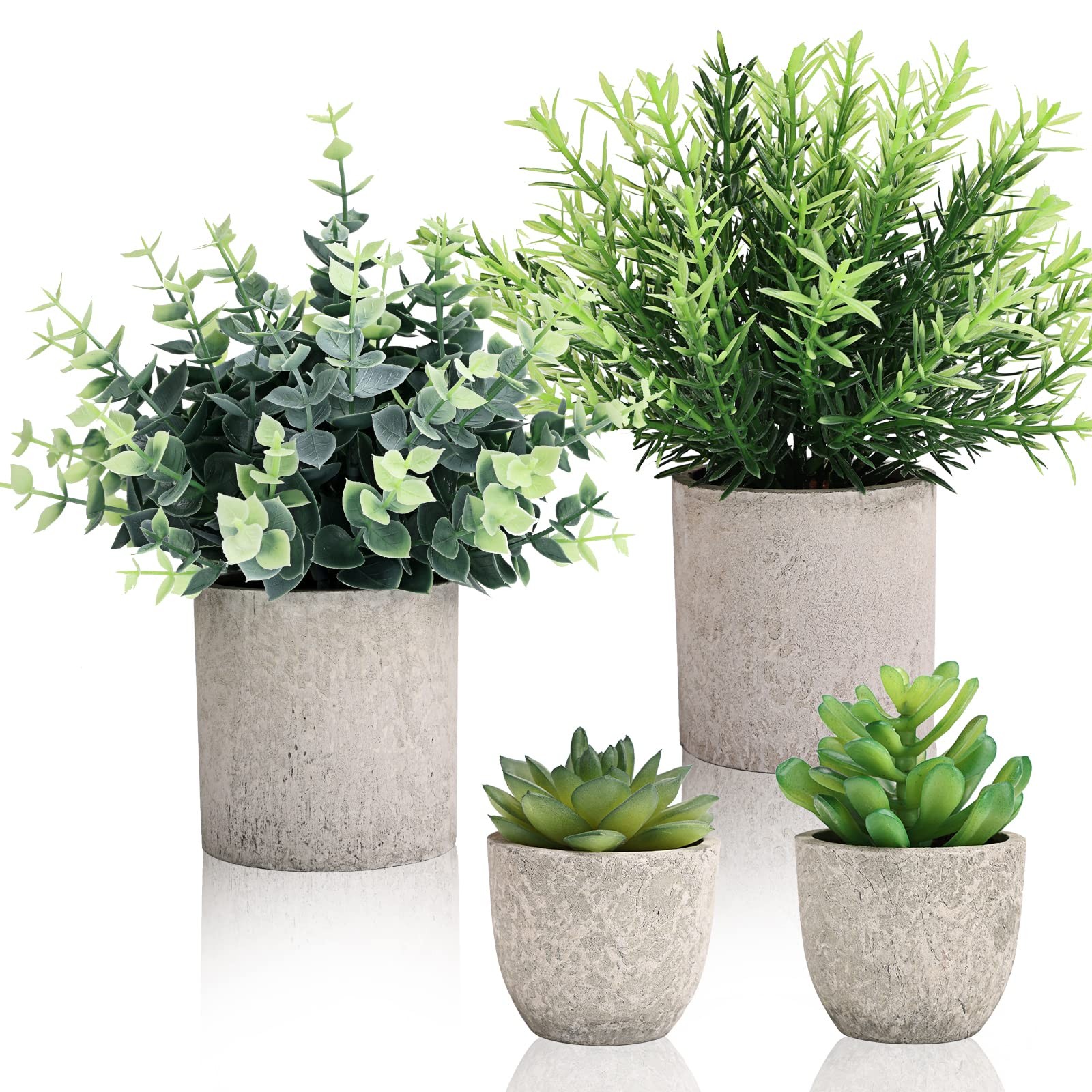 4 Pack Small Fake Plants Eucalyptus Rosemary Succulents Plants Artificial in …