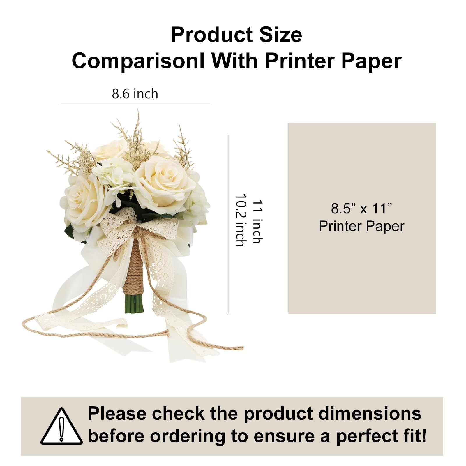 LEIFENY Artificial Plant, 1 Champagne White Rose Bridal Bouquet, 8.6 x 10.2 x…