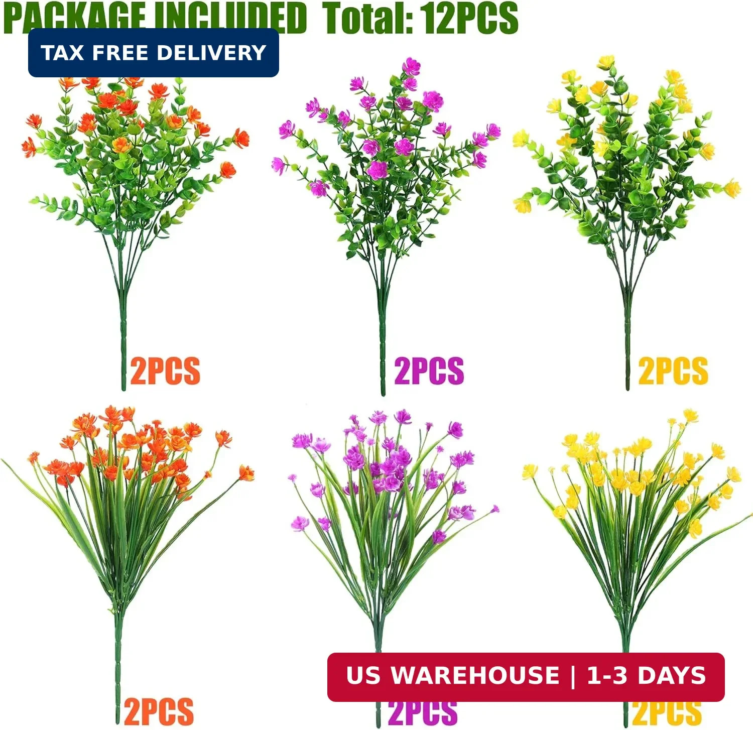 Sggvecsy Artificial Flowers for Outdoors 12 Bundles UV Resistant Boxwood Shrubs
