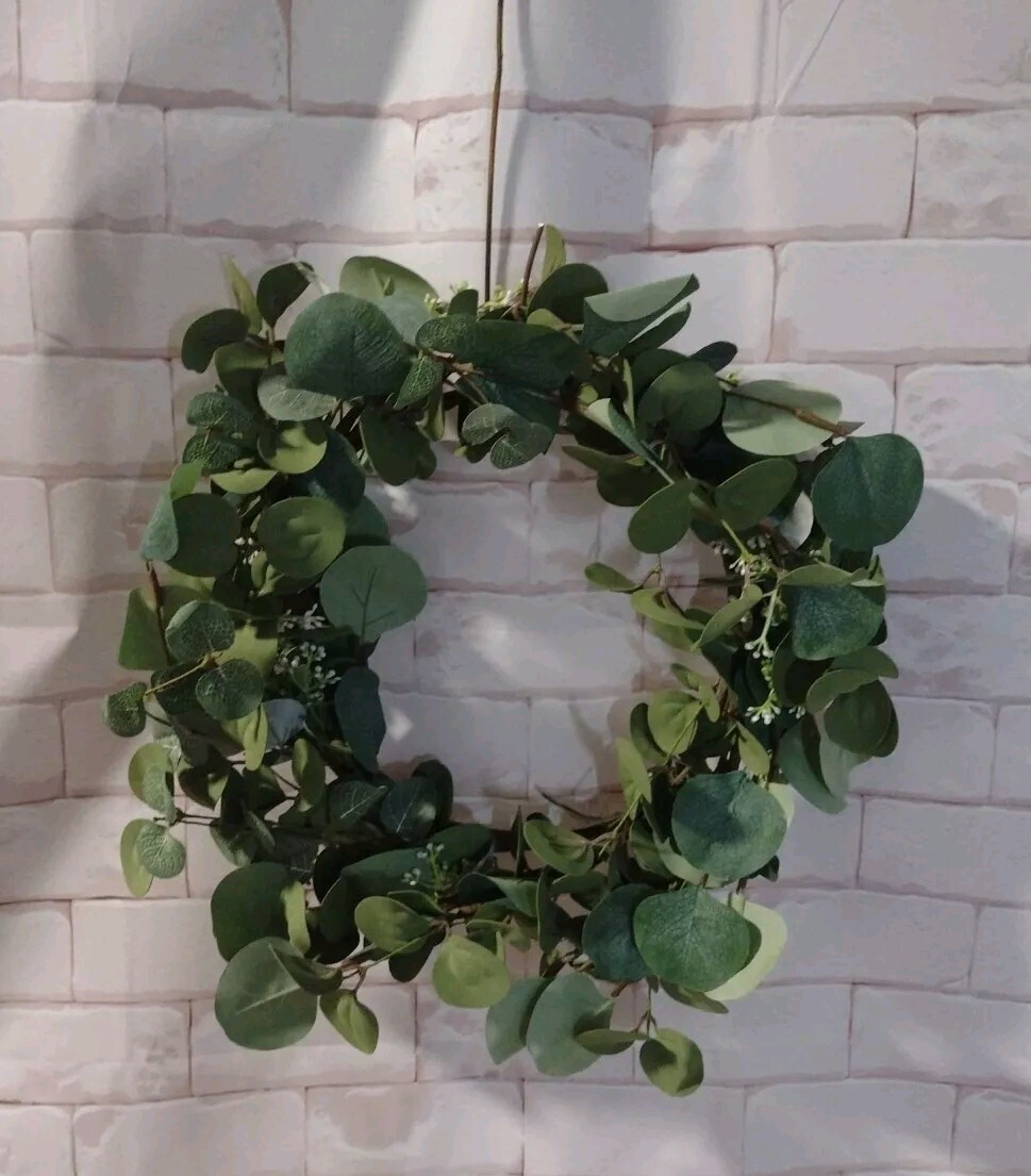 Wreath Ring 16″ Green Eucalyptus Wreath. Wedding , Home, Realistic Foliage Decor
