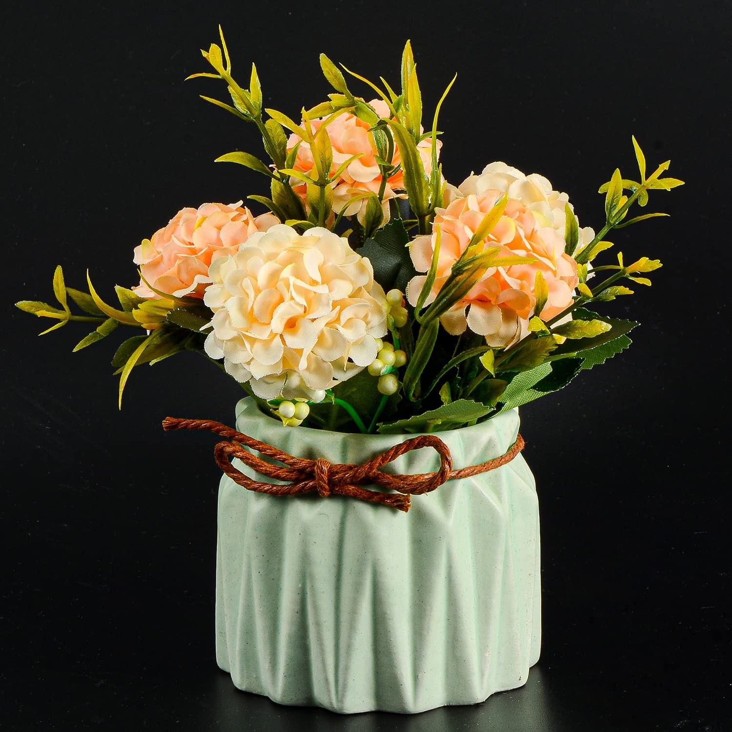 Artificial Flower Plants – Mini Fake Hydrangea Flowers in Pot for Home Decor …