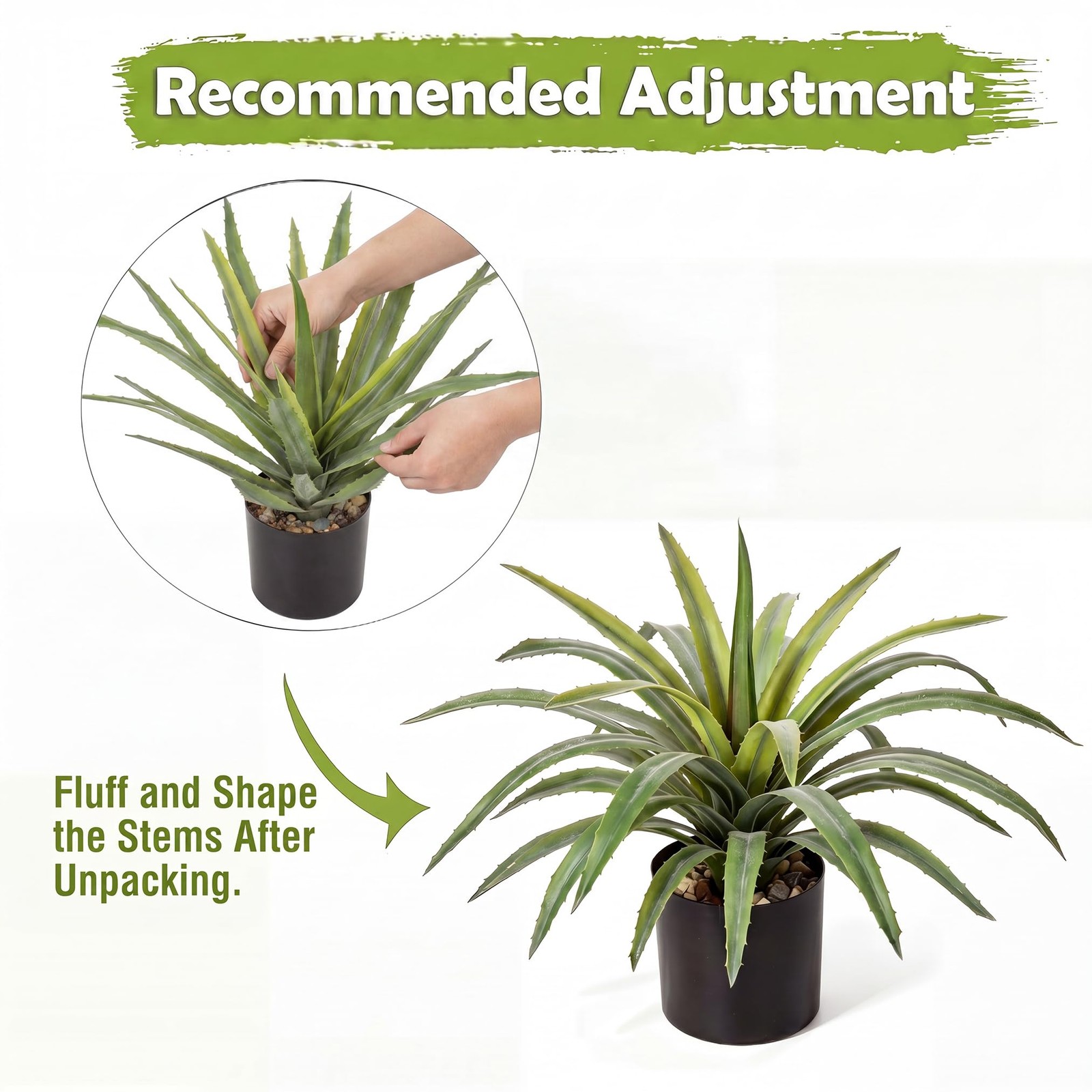 Artificial Agave Plant 17in Realistic Faux Succulent Plant in Pot
