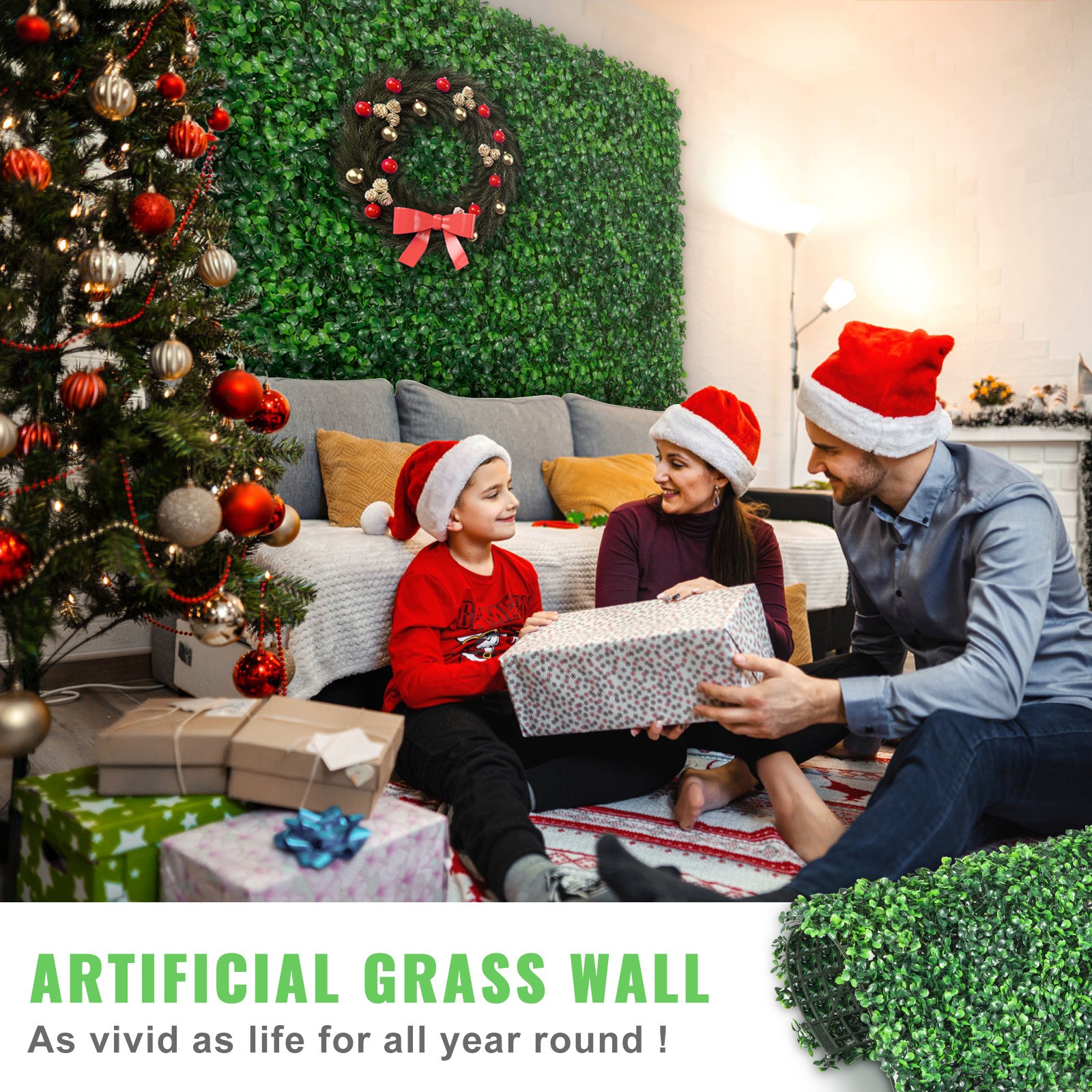 24pcs 20″ X 20″ Grass Wall Artificial Boxwood Panels Boxwood Hedge UV for Fence