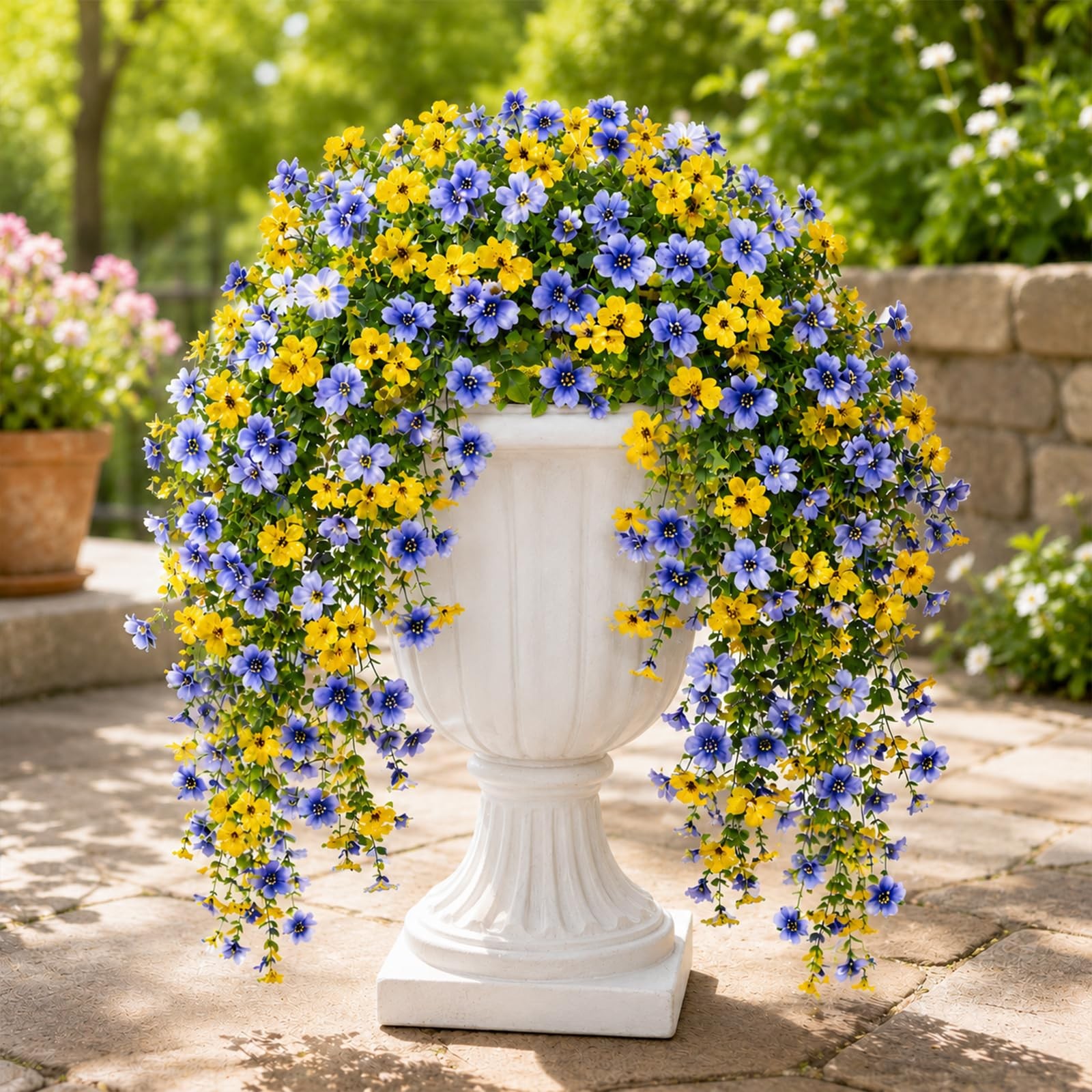 6 Pcs Hanging Violet UV Resistant Artificial Outdoor Flowers,Spring Summer Fa…
