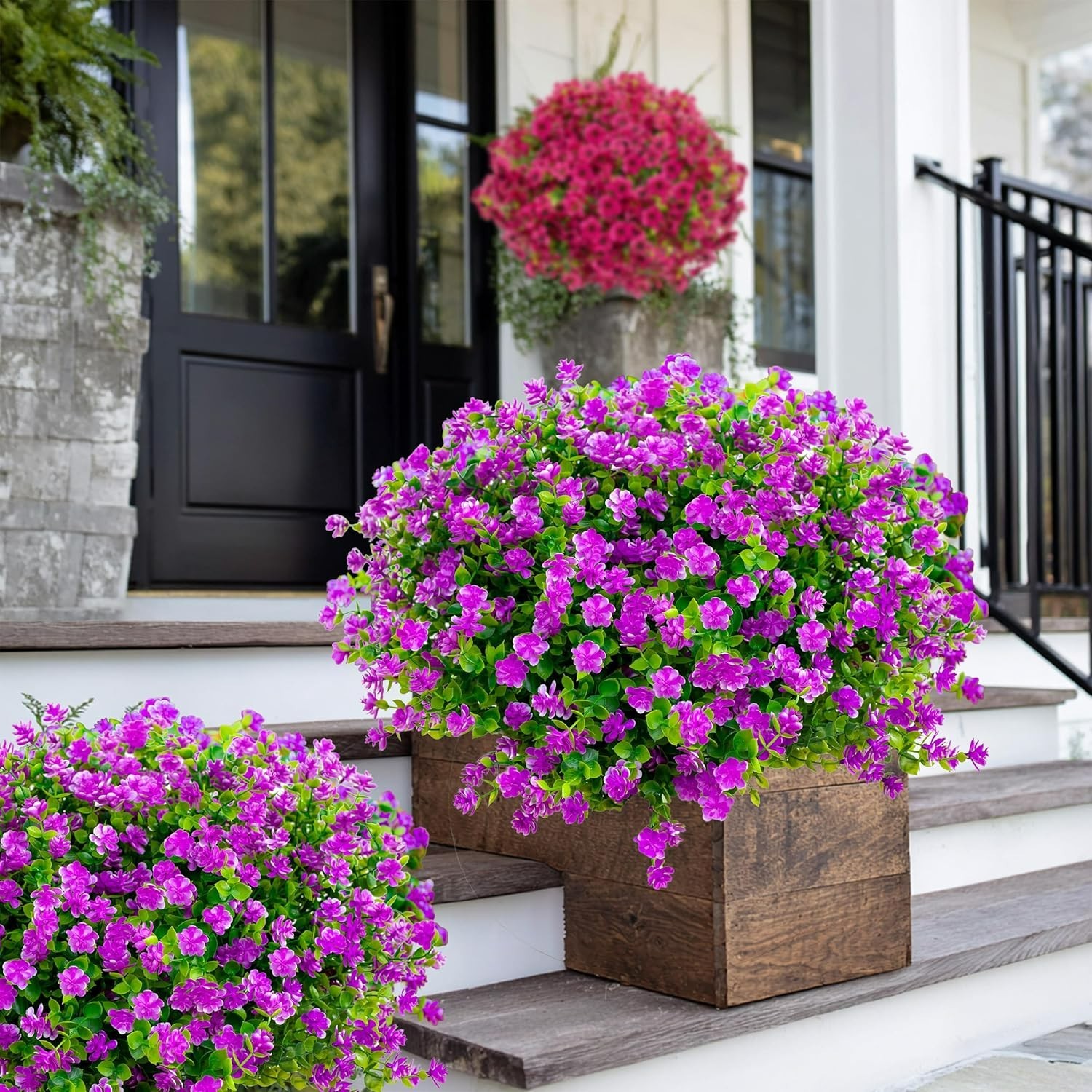 12 Bundles UV Resistant Magenta Artificial Flowers – Perfect for Outdoor Decor