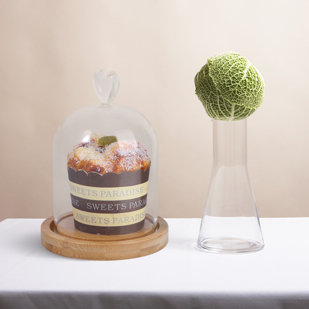 Small Cloche Glass Dome Mini with Base Dried Flower Container Display Cover