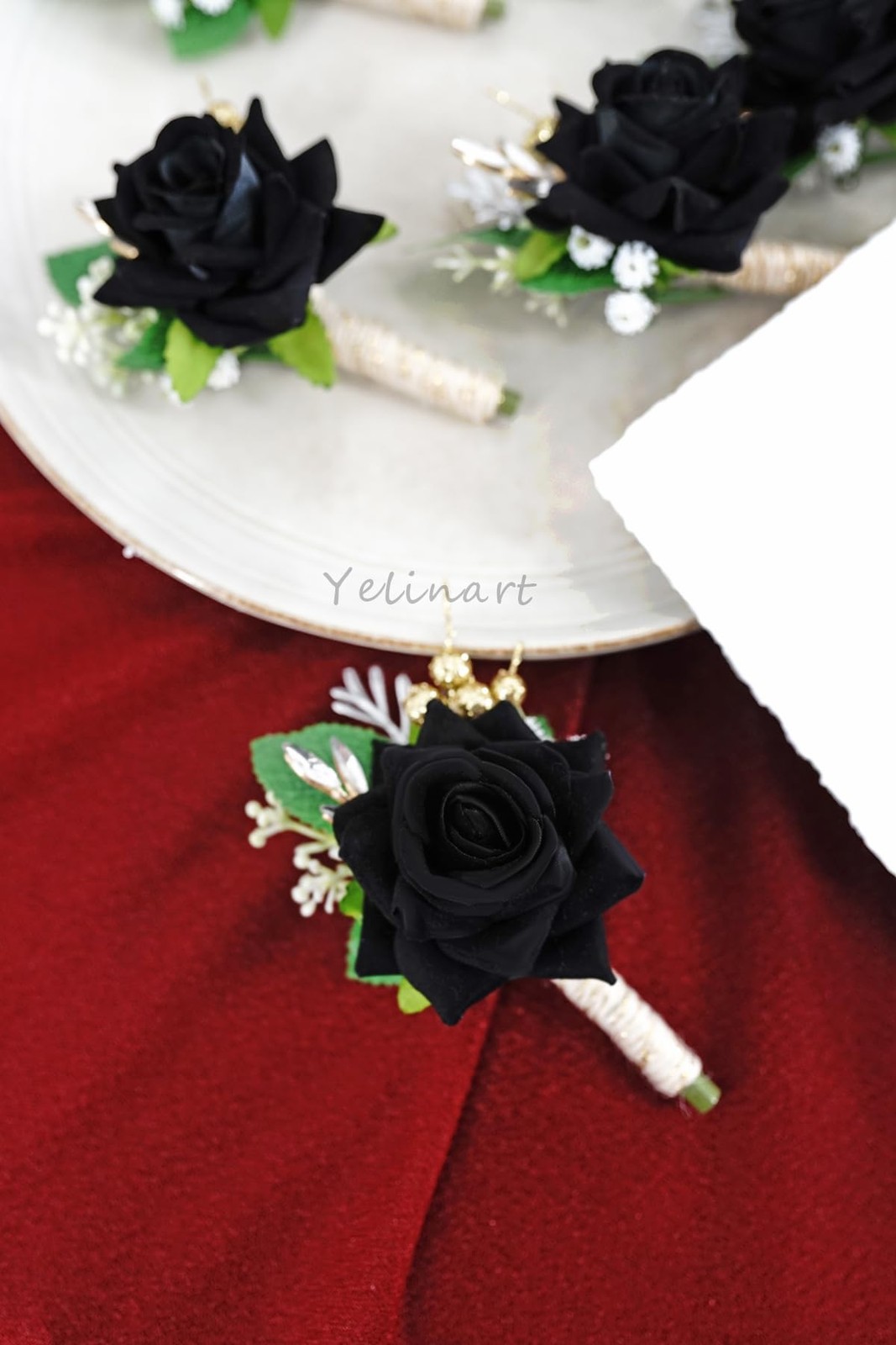 Ivory Rose Mens Boutonniere, 1 PC Artificial Flower for Wedding Groom, Prom