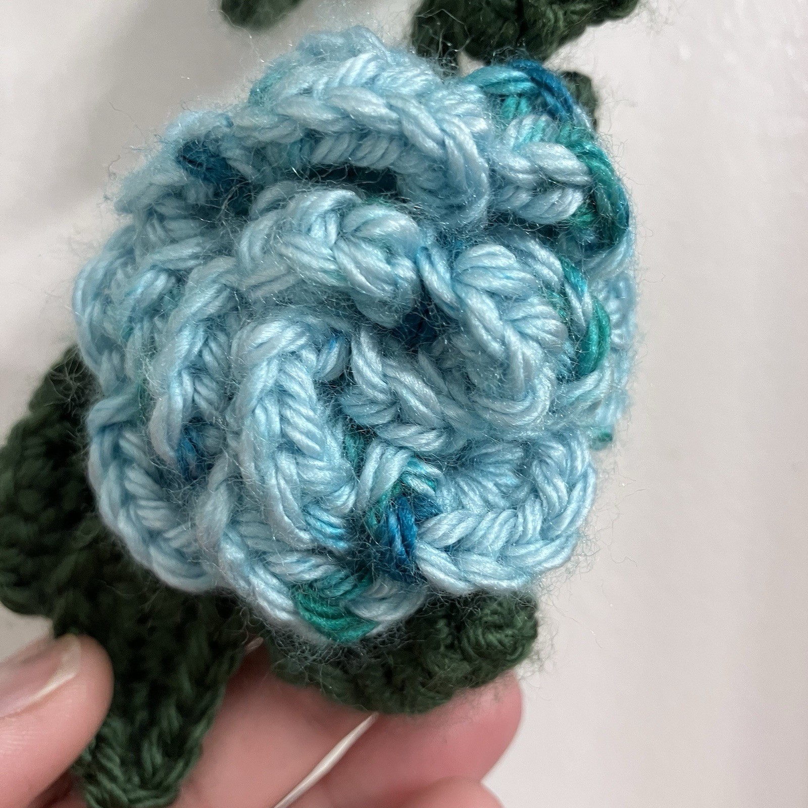 Handmade Crochet Blue Rose Flower Vine Garland Scarflette Boho Cottagecore 50″