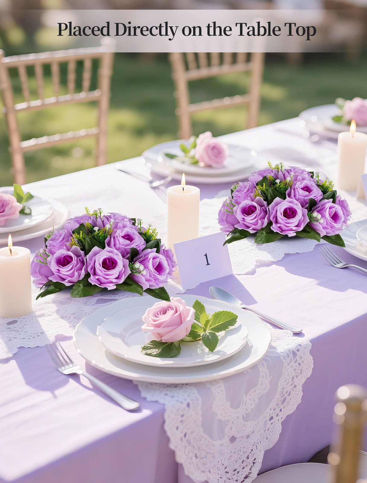 Flower Balls Wedding Rose Centerpieces: 2 Pcs Fake Flowers with Base White Ki…