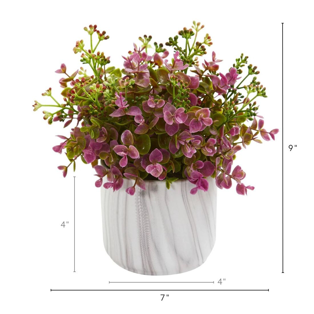 9″ Eucalyptus Artificial Plant in Marble Finished Vase