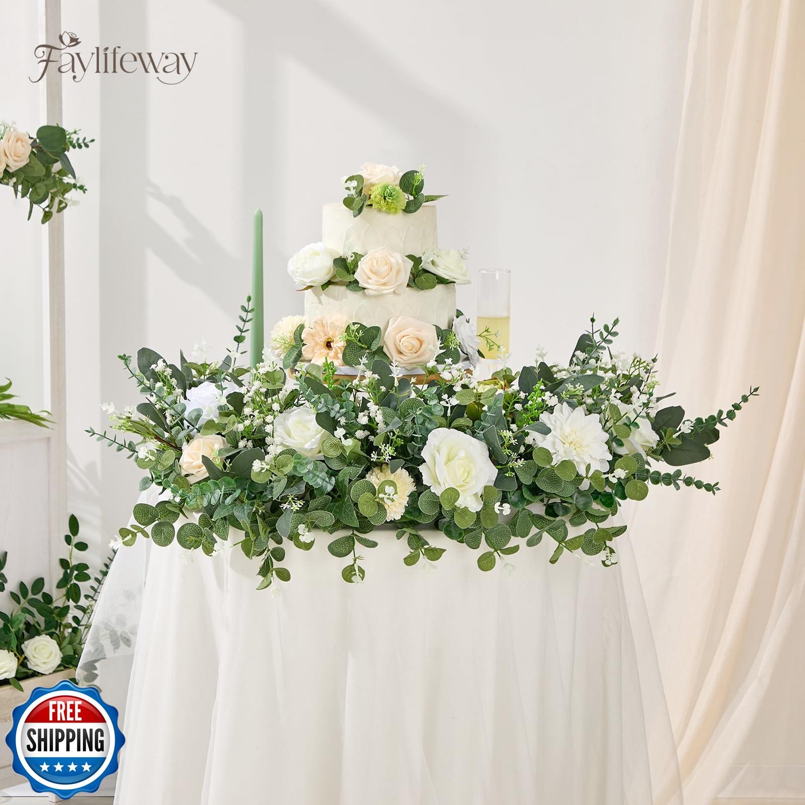 Faylifeway 240 Pcs 4 Kinds Mixed Faux Eucalyptus Stems, Baby Breath Flowers A