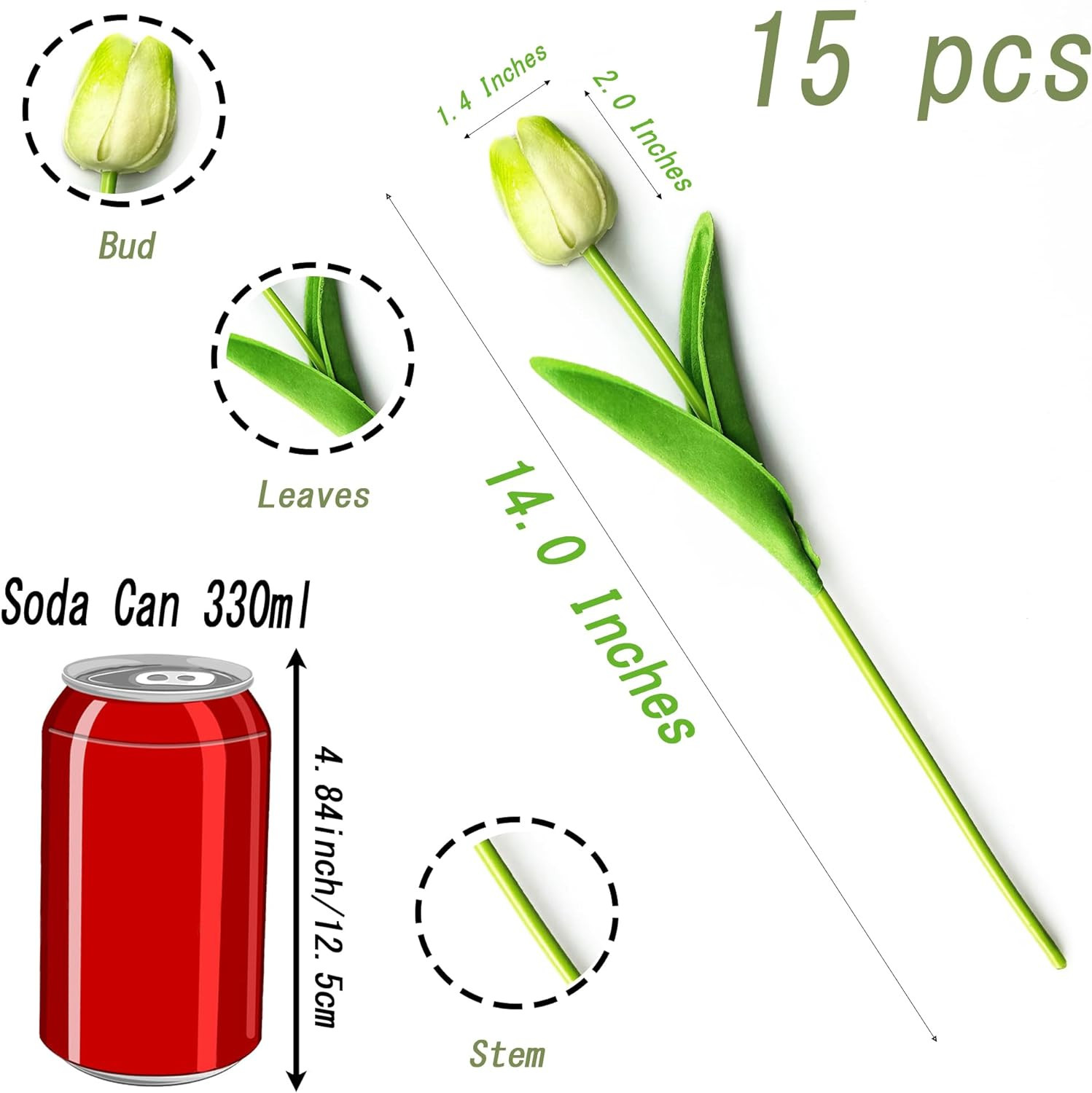 15Pcs Tulips Fake Pink Artificial Flowers Real Touch 14″ PU Flower for Home Deco