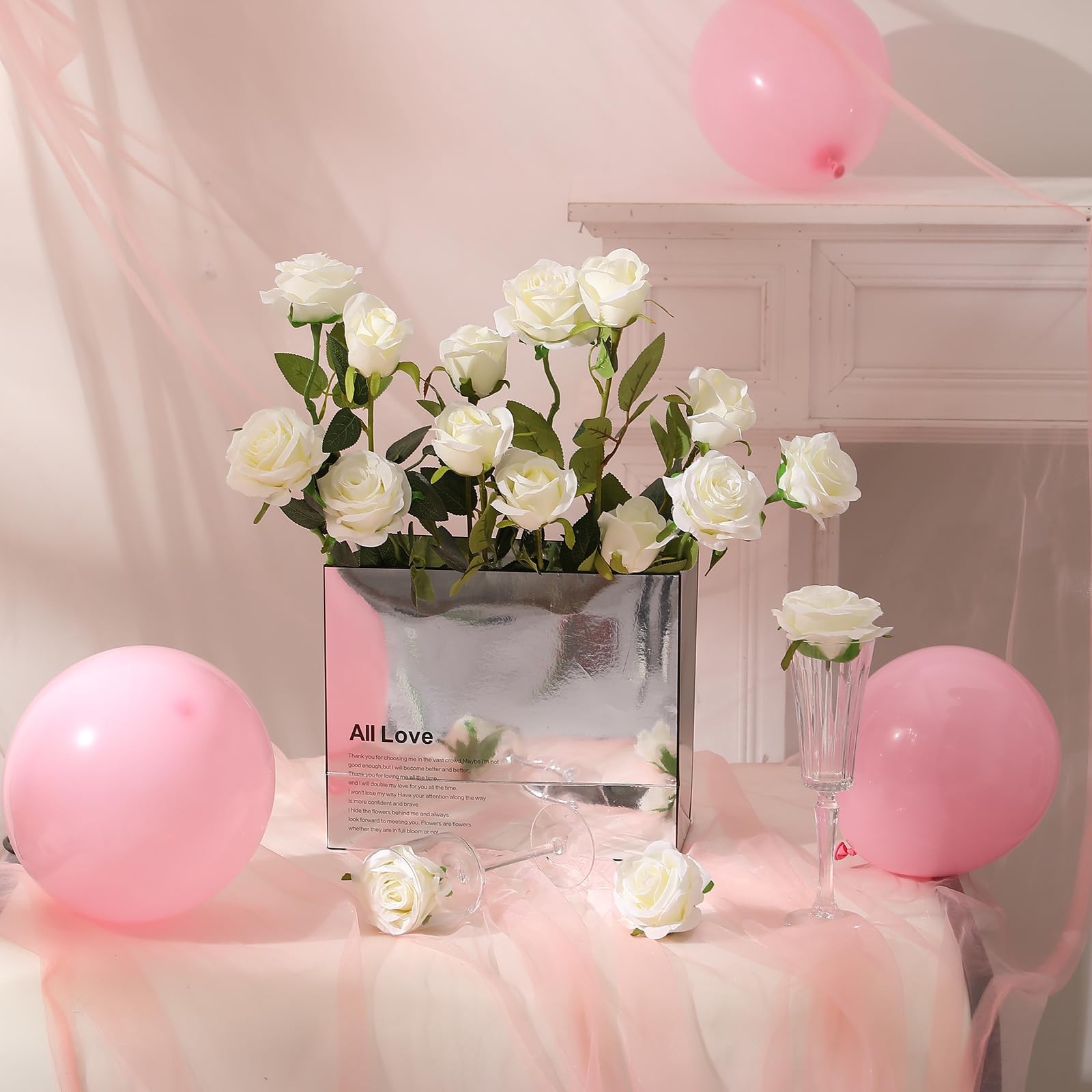 12PCS Artificial Silk Flowers Realistic Roses Bouquet Long Stem for Home Wedd…