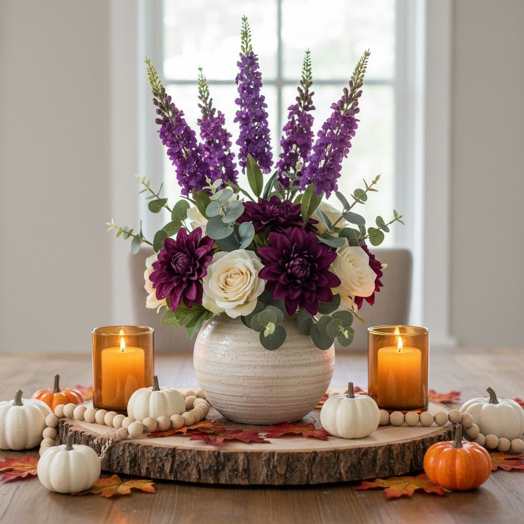 Purple Snapdragon Stems Set of 2 Artificial Larkspur Spike Flowers 26 Inch Faux
