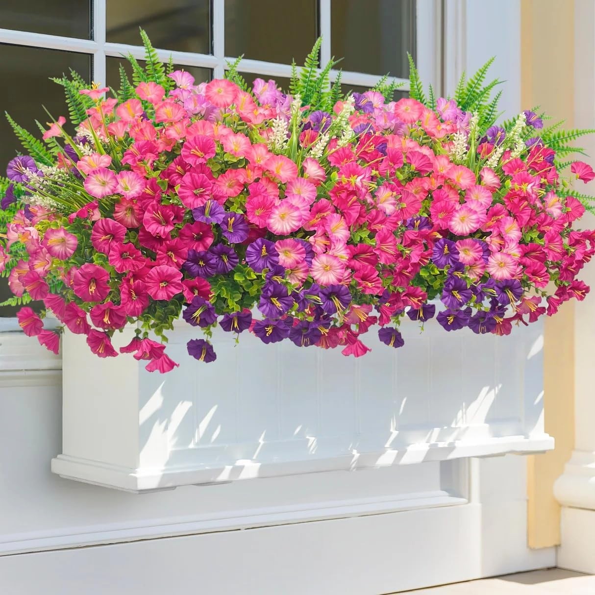 Artificial Petunias Flowers Faux Plants for Spring Outdoor Porch Planter