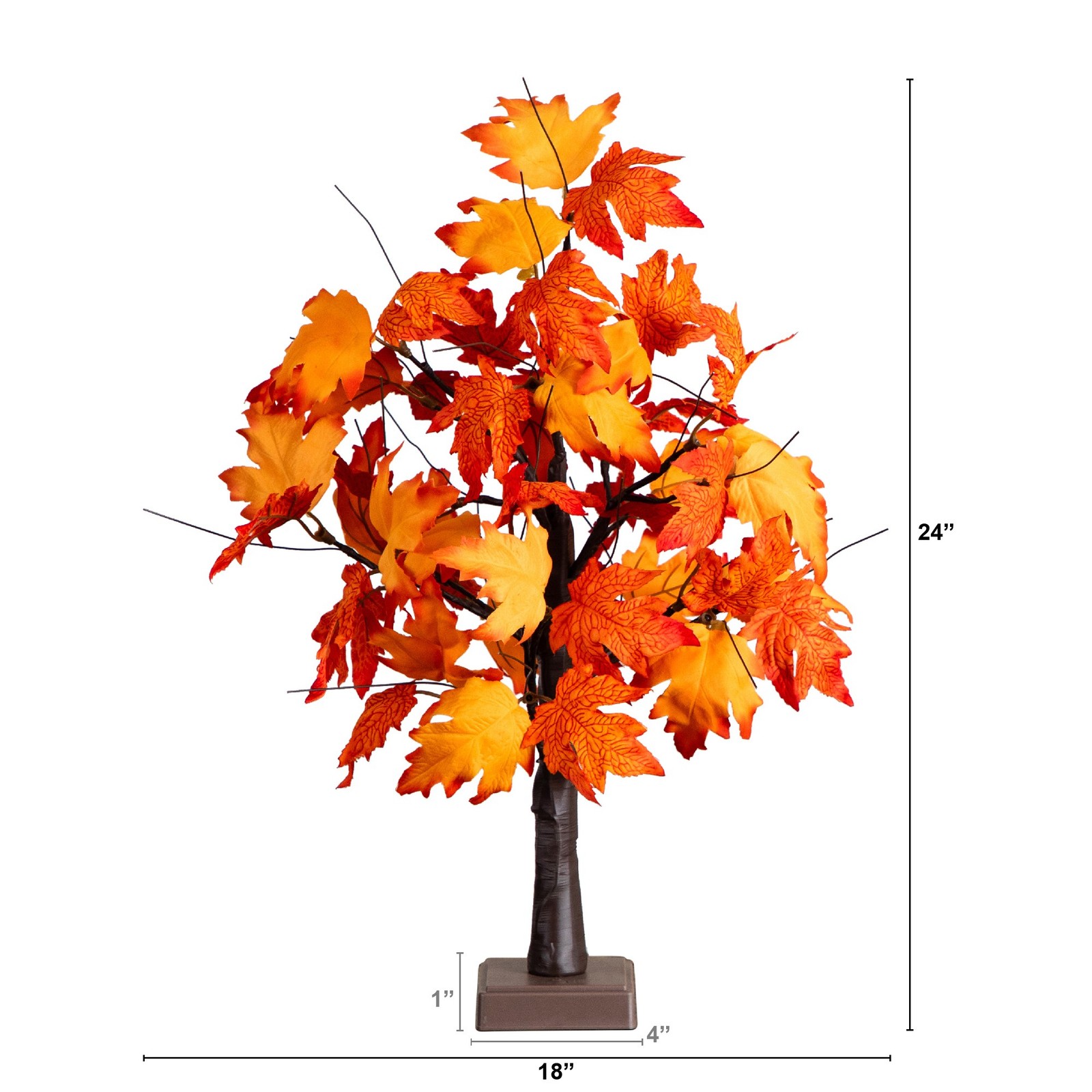Nearly Natural 2ft Pre-Lit Bright Autumn Maple Fall Tree w/ 24 Warm White LED