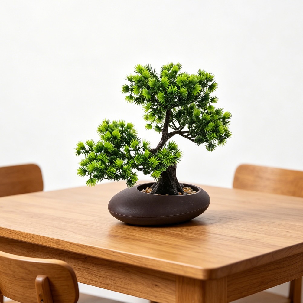 Green Faux Pine Tree Sushi Plate Decoration Japanese Style Bonsai Ornament