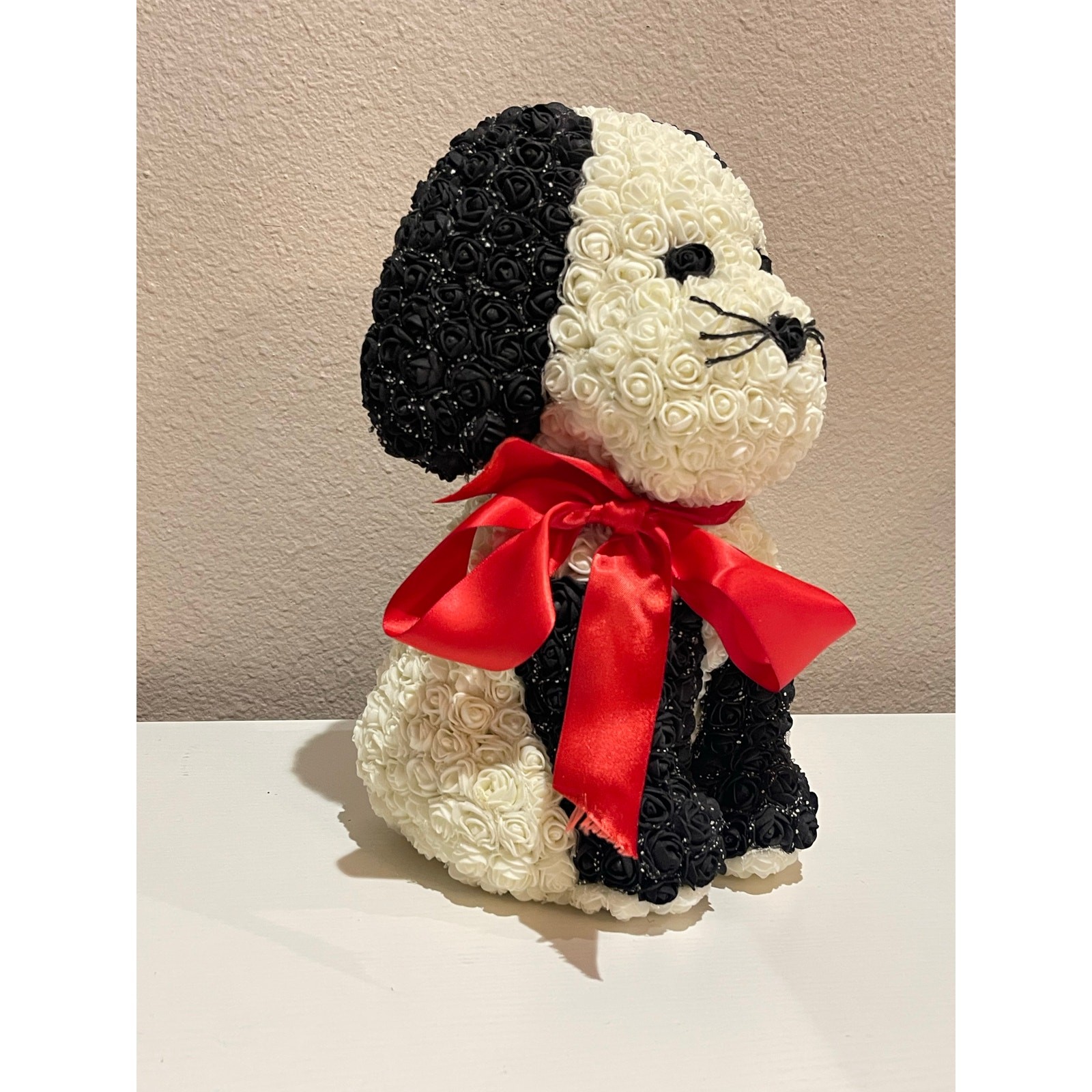 Handmade Pup From Roses Puppy Dog White Black