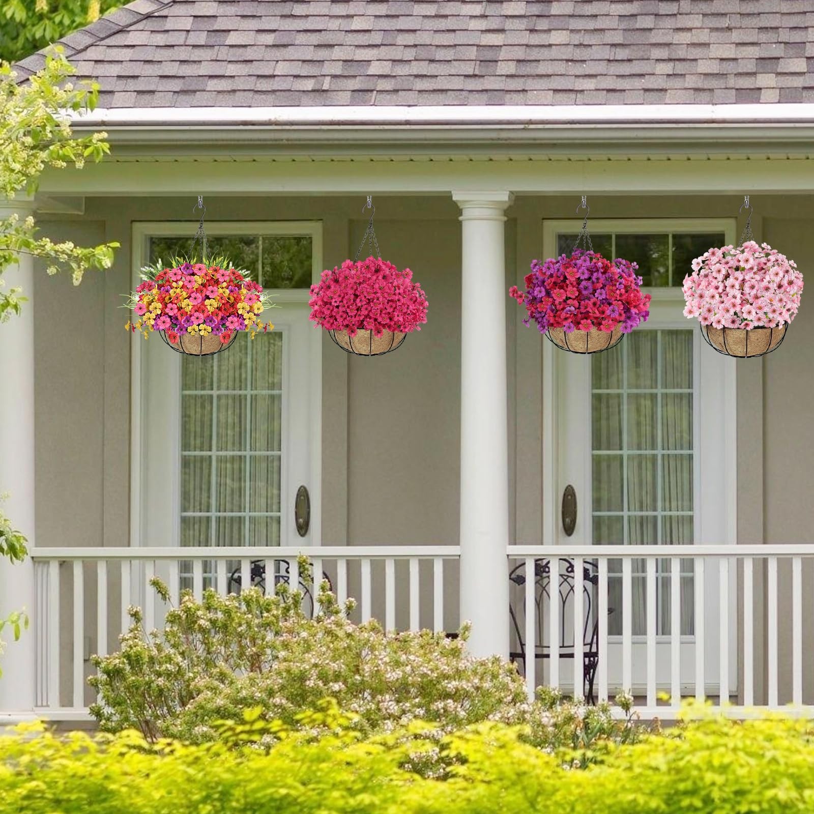 24 Bundles Realistic Fake Flowers for Outdoors, No Fade Faux Silk Flowers