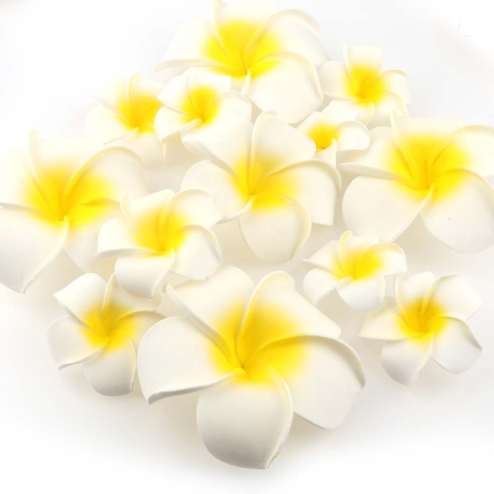 50 Pcs Frangipani Decorative Flower Artificial Foam Plumeria Flowers for DIY …