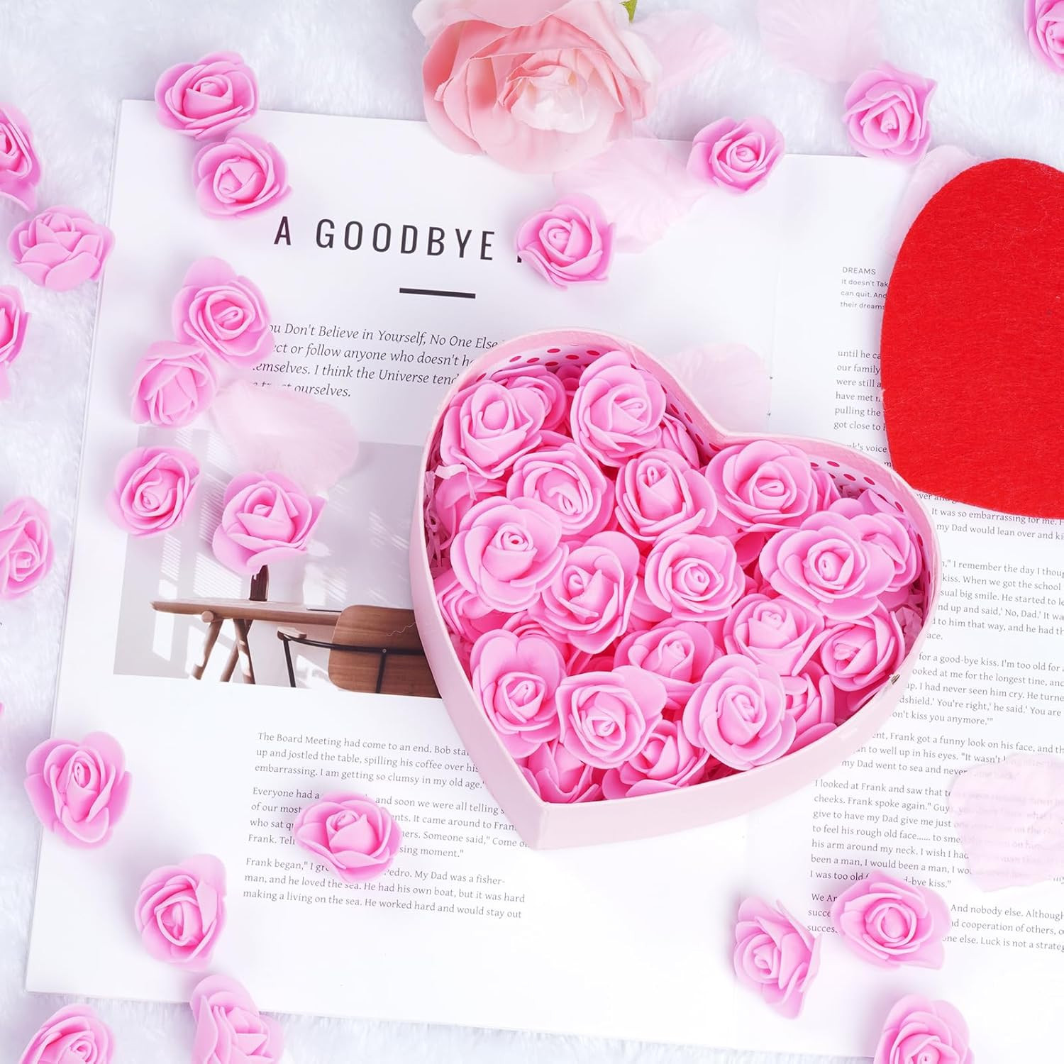 100Pcs Mini Artificial Rose Artificial Fake Rose Head Mini Foam Artificial Rose