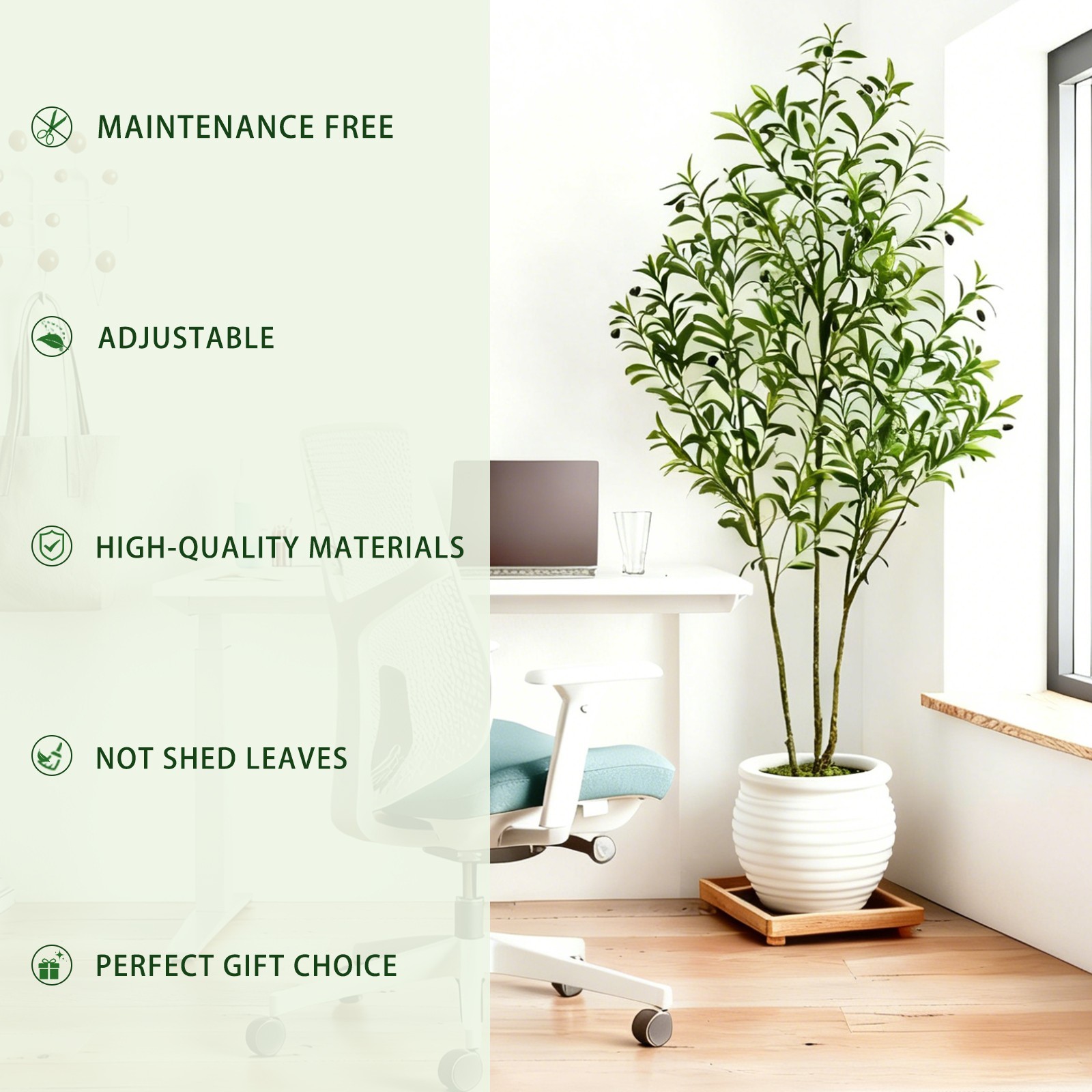 6ft Potted Artificial Olive Tree Faux Silk Plant for Home Office & Bedroom Decor