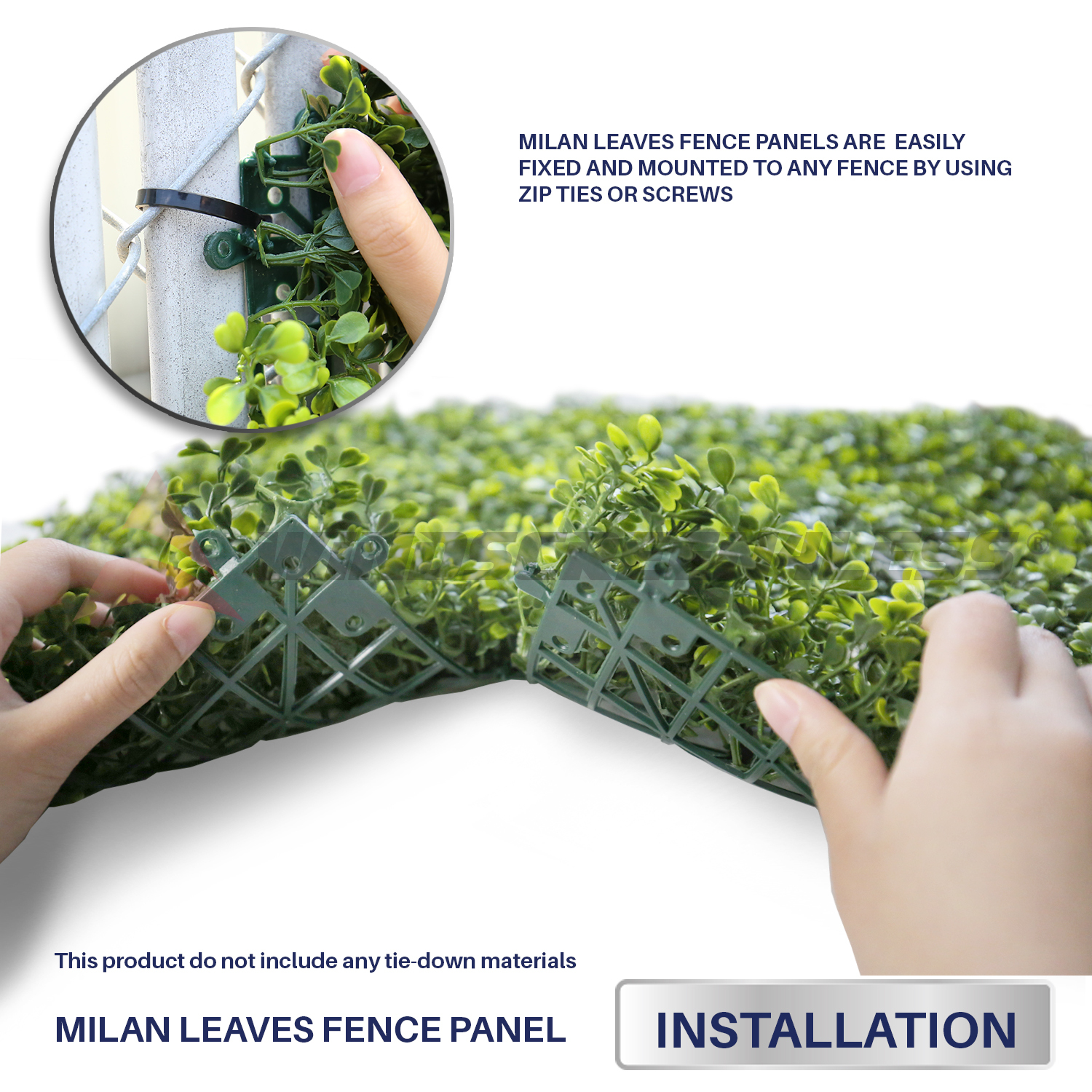 Artificial Faux Boxwood Milan Leaves Leaf Decorative Fence Screen 20” x 20″