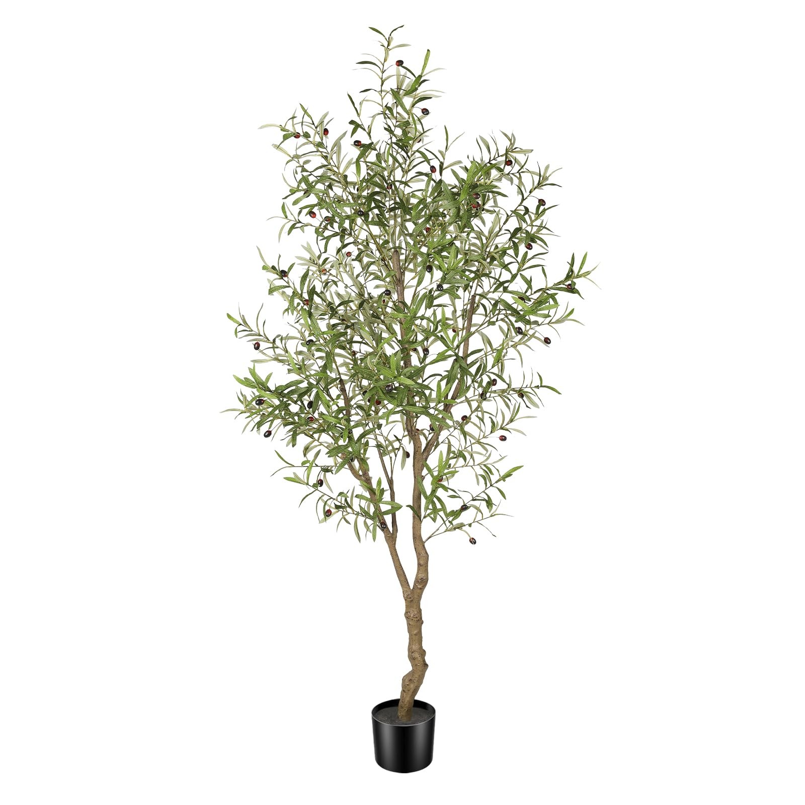 7ft Faux Olive Tree – Fake Potted Olive Silk Tree with Planter Natural Olive …
