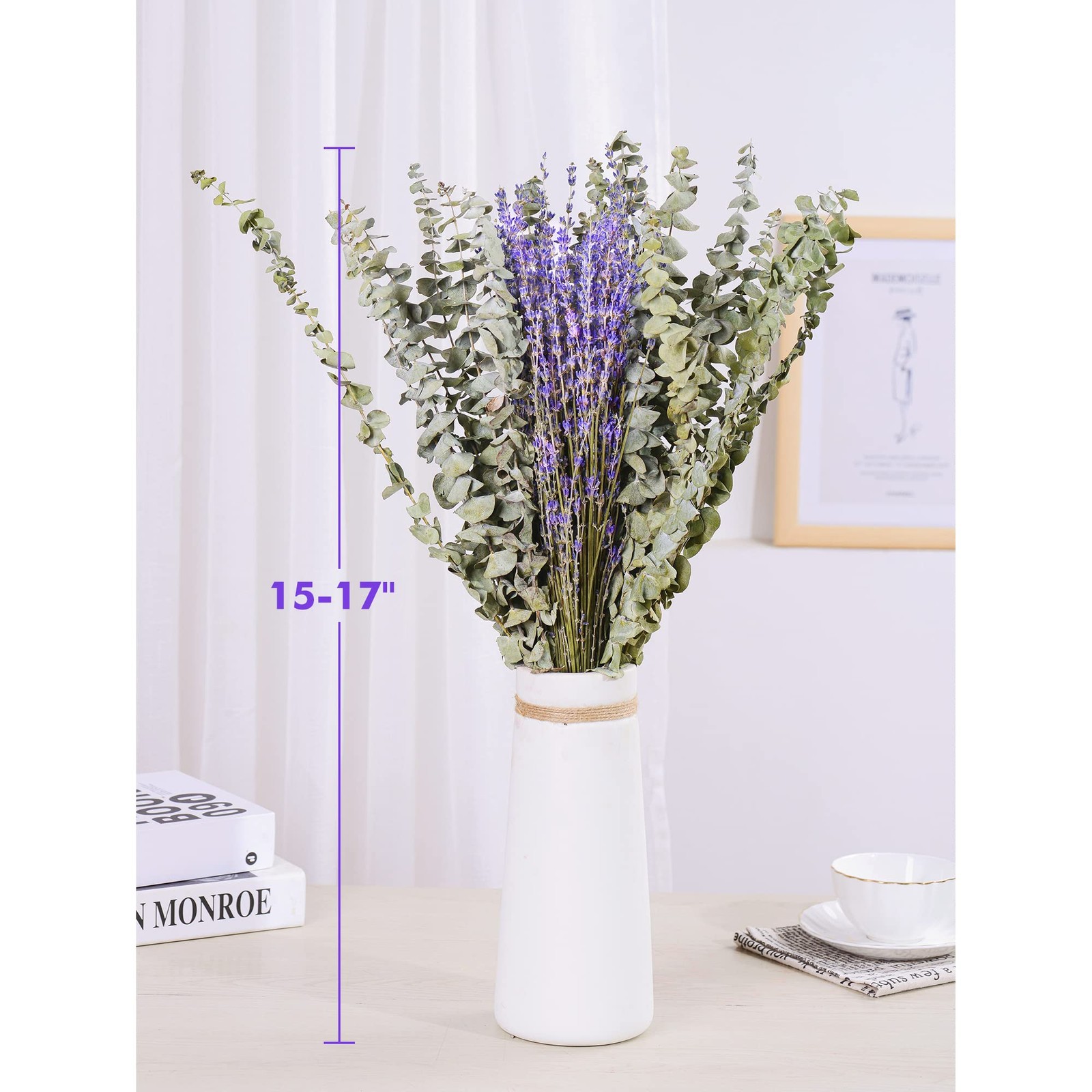 115 PCS Dried Eucalyptus Stems & Lavender Flowers Bundle for Shower, 17”