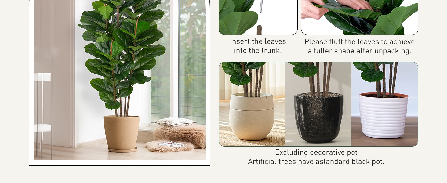 Artificial Fiddle Leaf Fig Tree 5FT Faux Fiddle Leaves Fig Tree Artificial