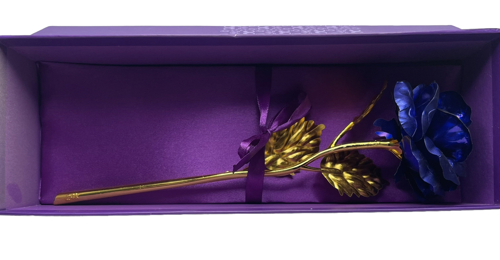 24 K Golden Foil Rose With Box Blue And Gold Plated
