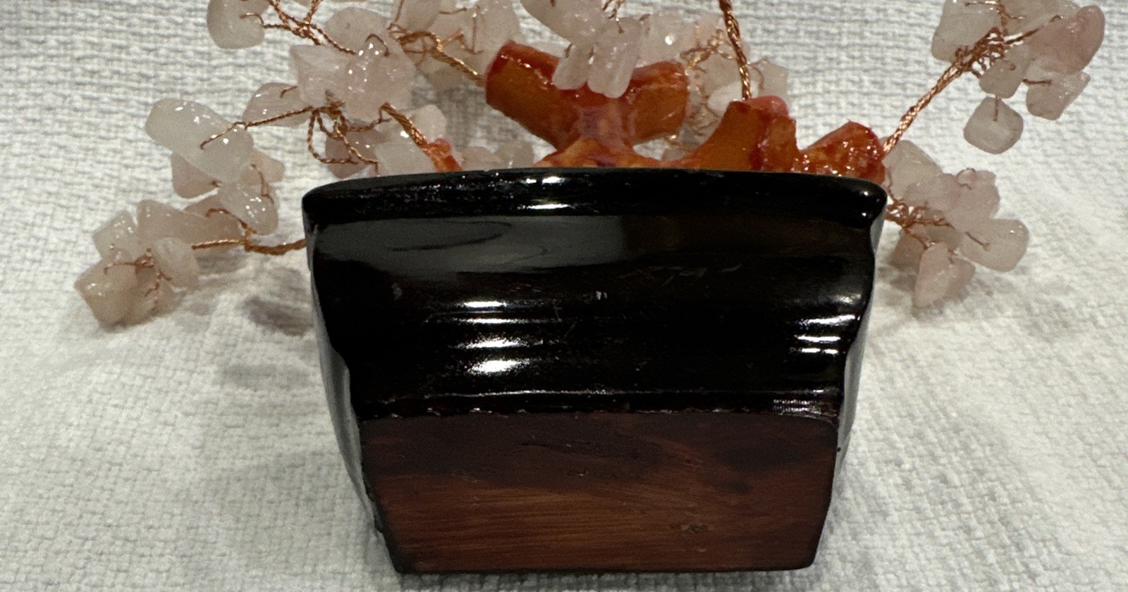 Natural Rose Stone Asian Style Bonsai Money Tree Pink Quartz Crystal Feng Shui