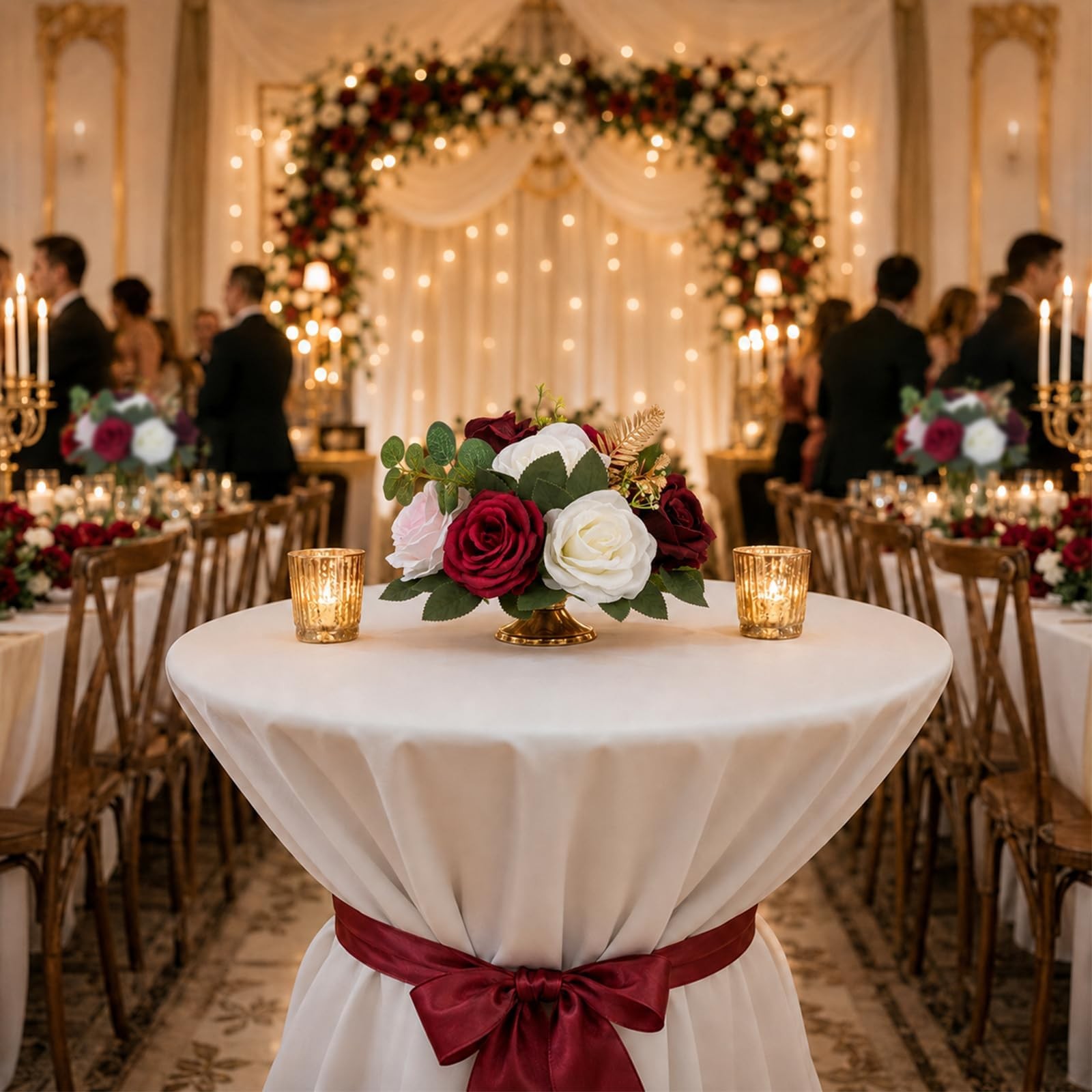 2 PCS Burgundy Rose Artificial Flower Ball Centerpieces Wedding Table Decor