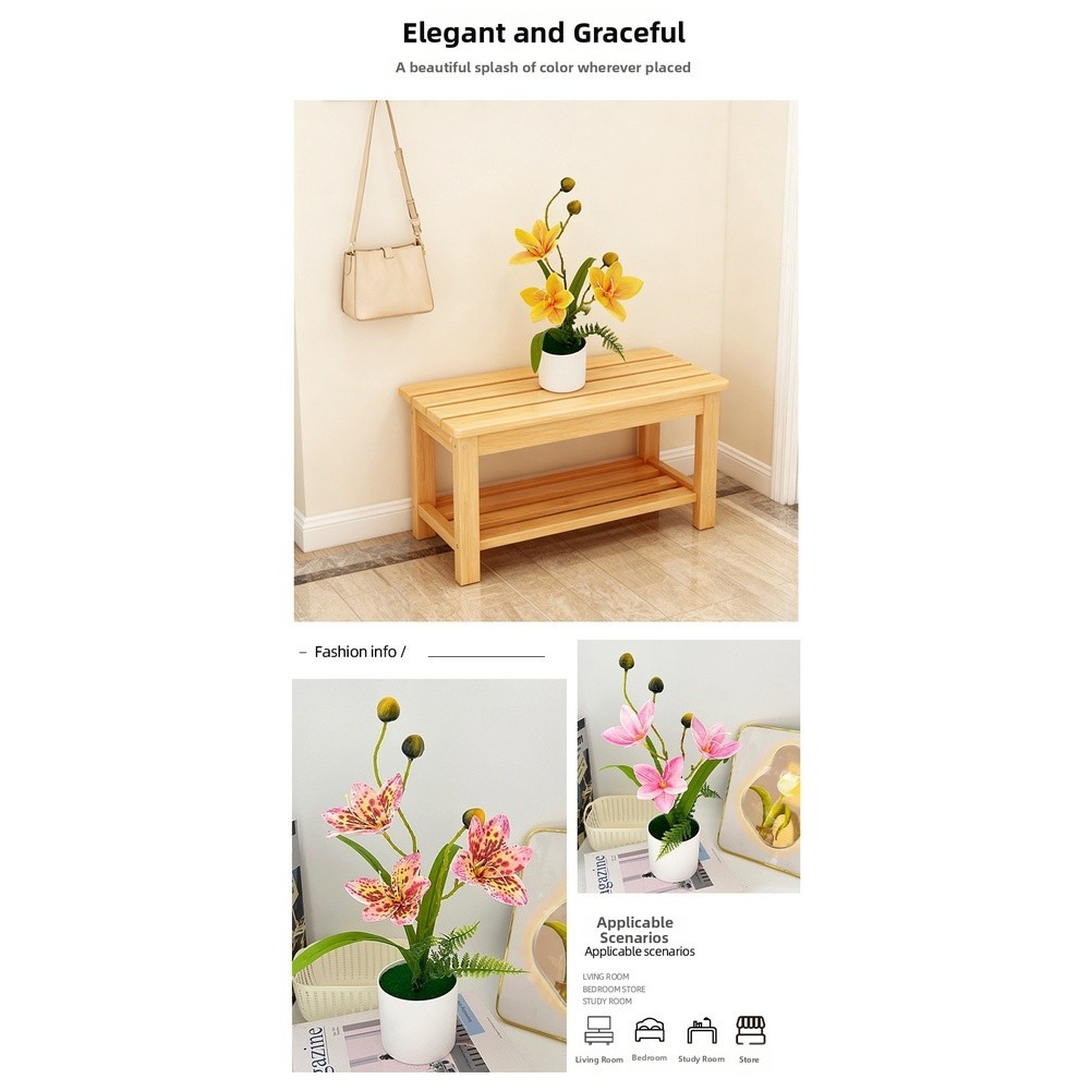 Plastic Artificial Magnolia Bonsai Flower White Pink Red Spots Yellow 8 8 31 cm