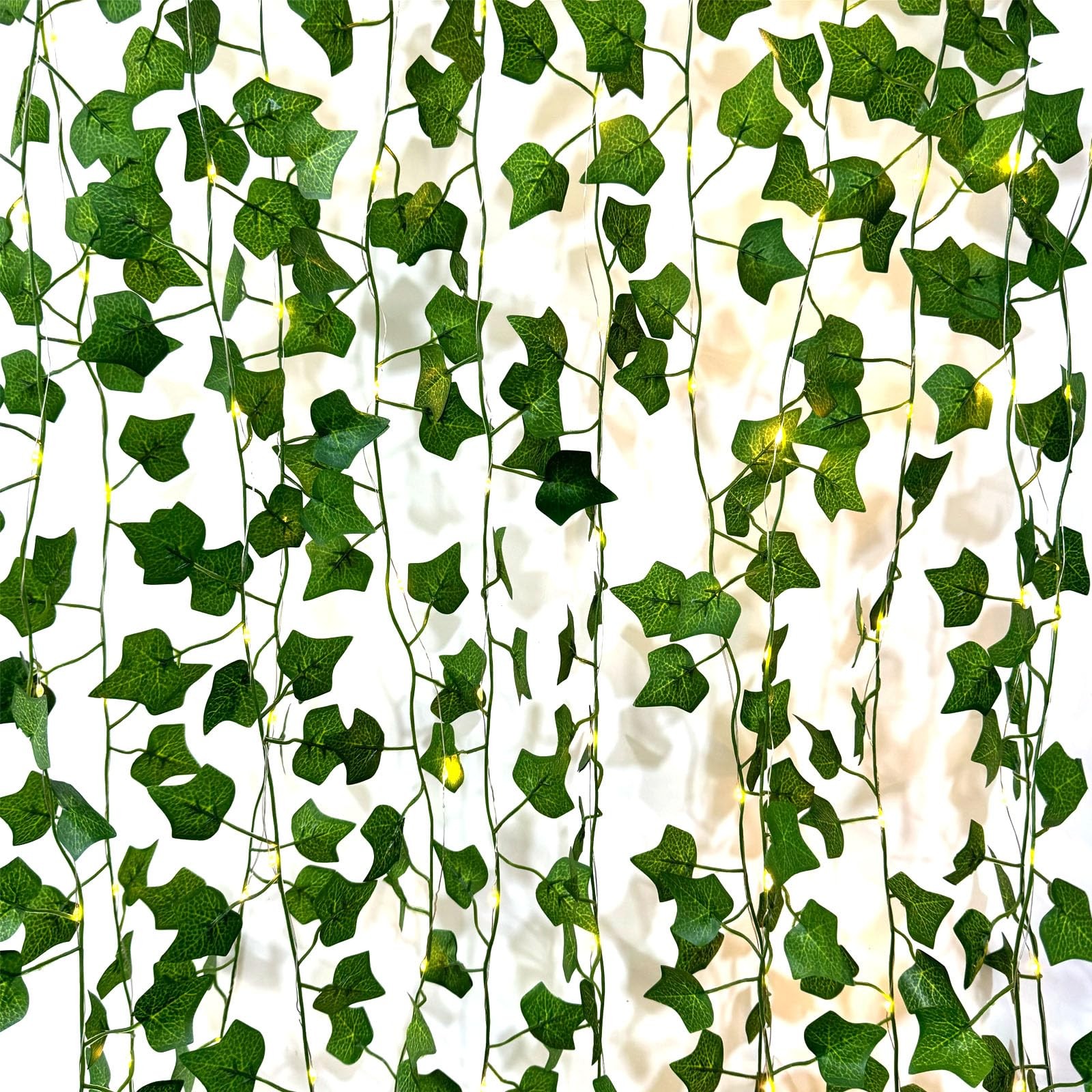 6 Pcs Artificial Hanging Plants Sweet Potato Leaf Vines With 60 Warm Lights, …